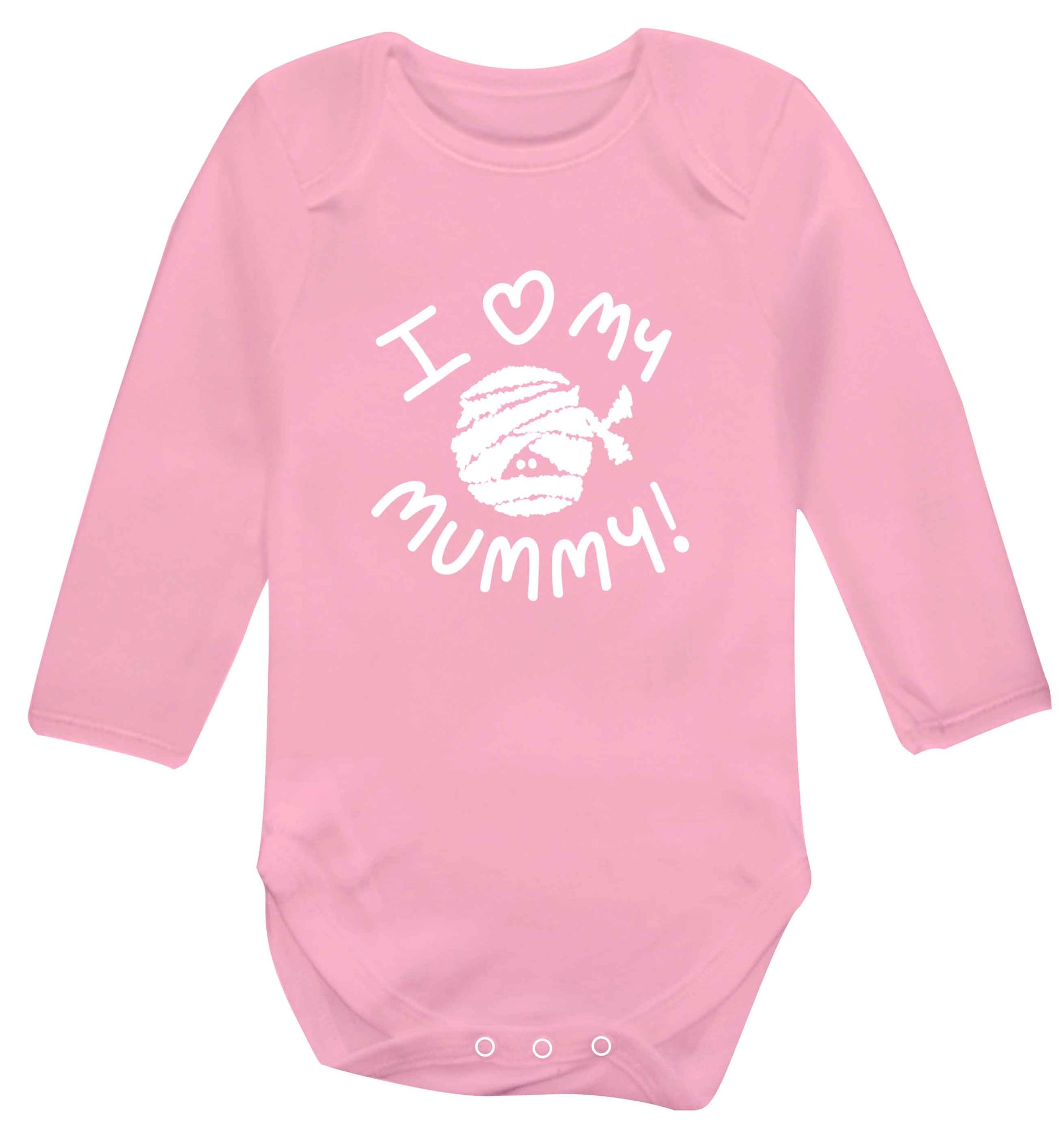 I love my mummy halloween pun baby vest long sleeved pale pink 6-12 months