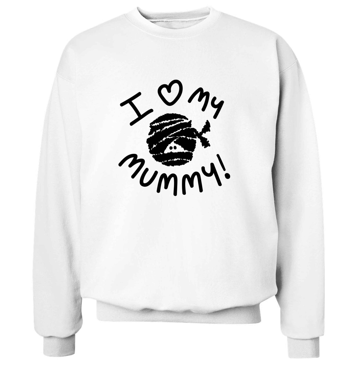 I love my mummy halloween pun adult's unisex white sweater 2XL