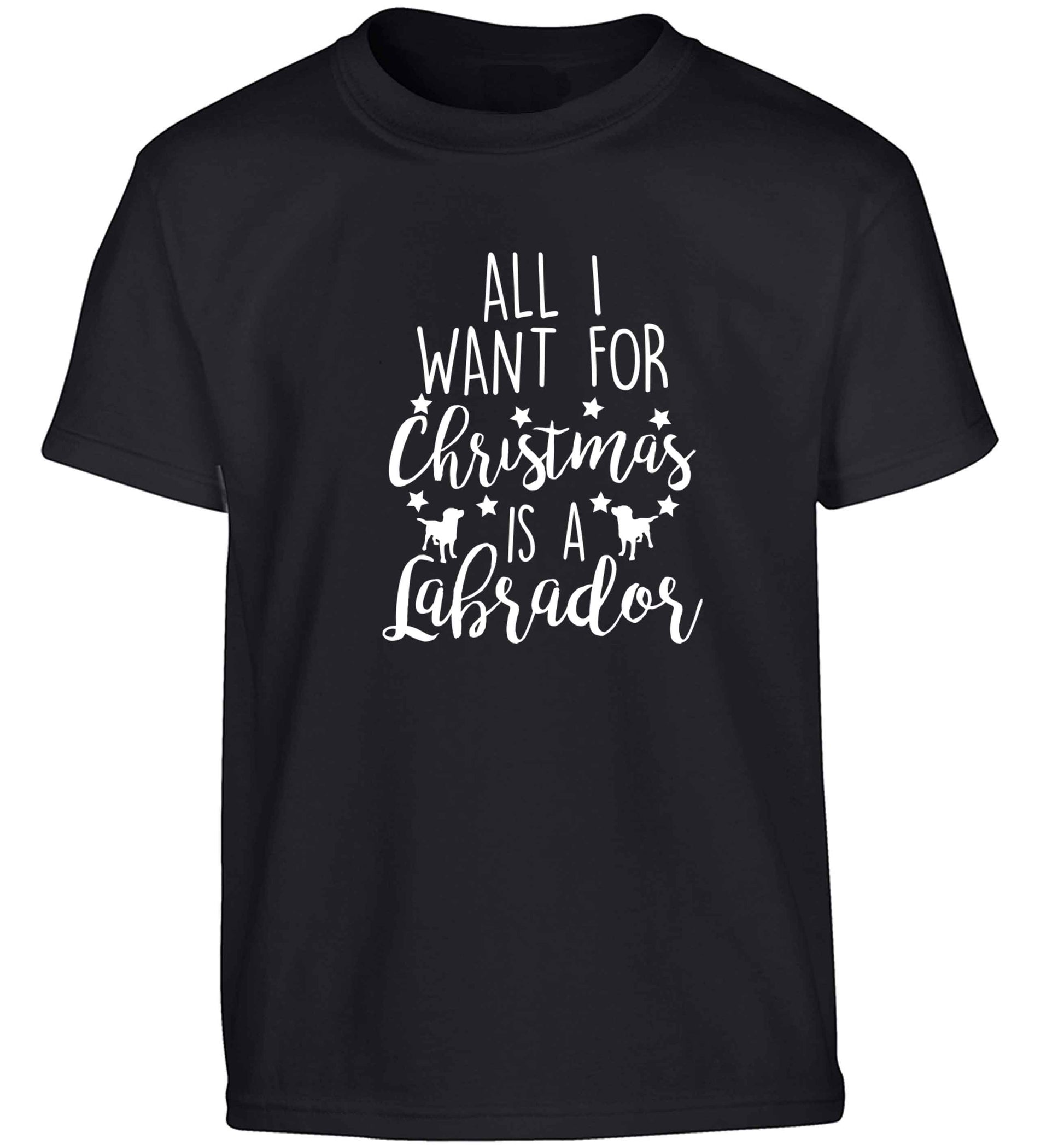 All I want for Christmas is a labrador Children's black Tshirt 12-13 Years