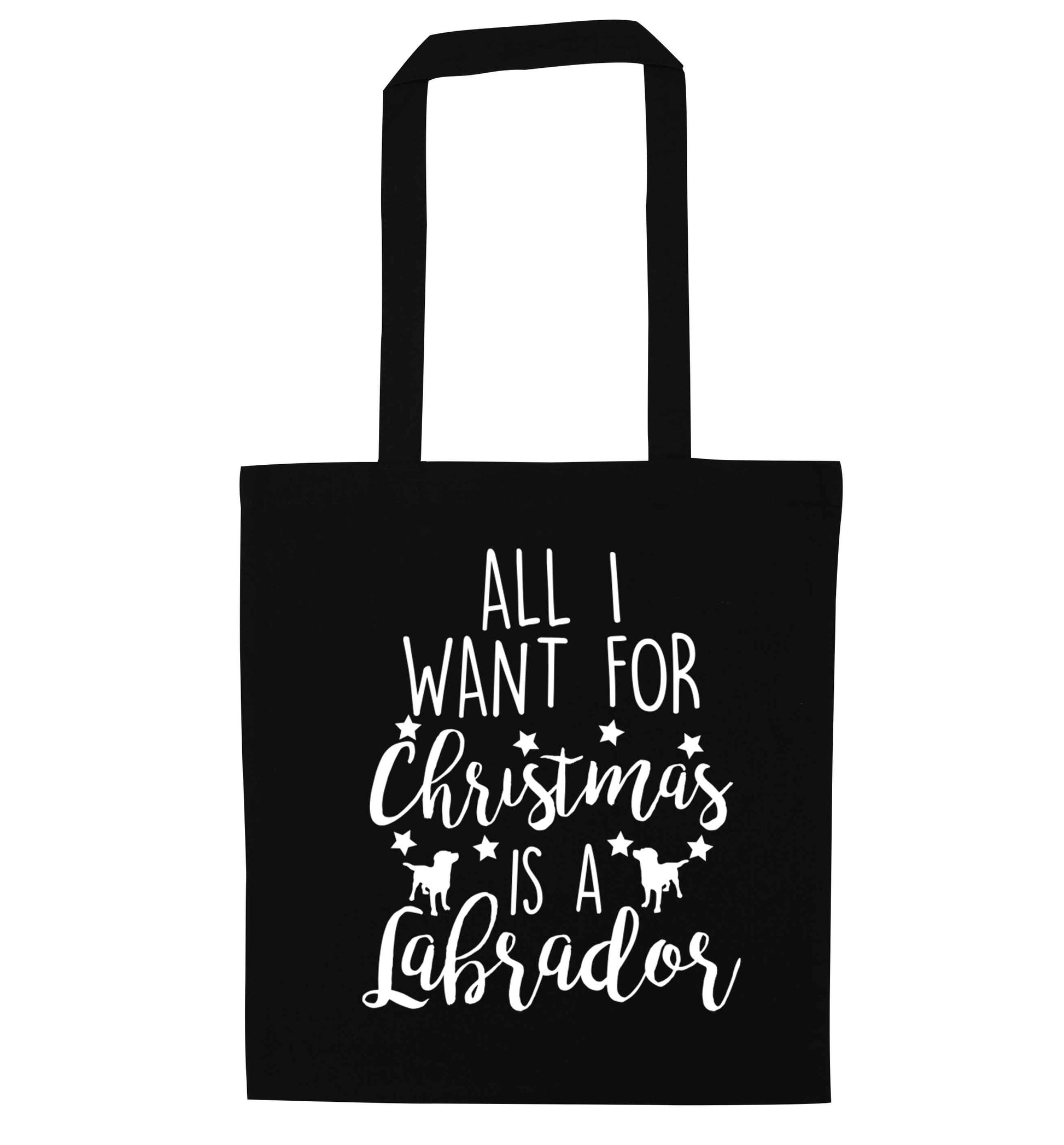 All I want for Christmas is a labrador black tote bag