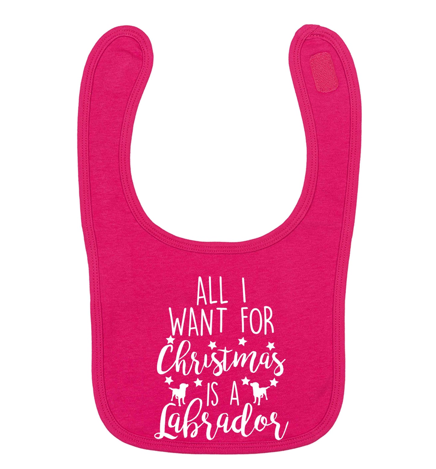 All I want for Christmas is a labrador dark pink baby bib