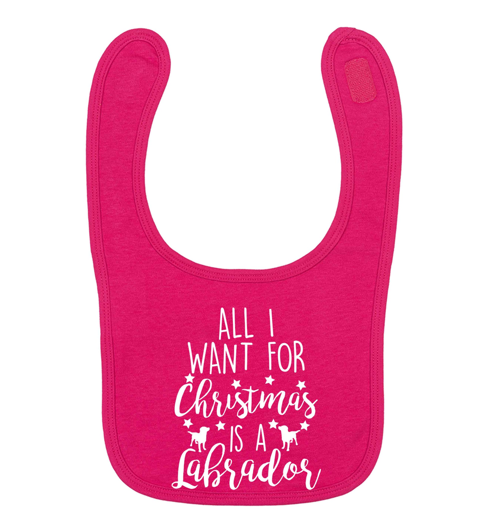 All I want for Christmas is a labrador dark pink baby bib