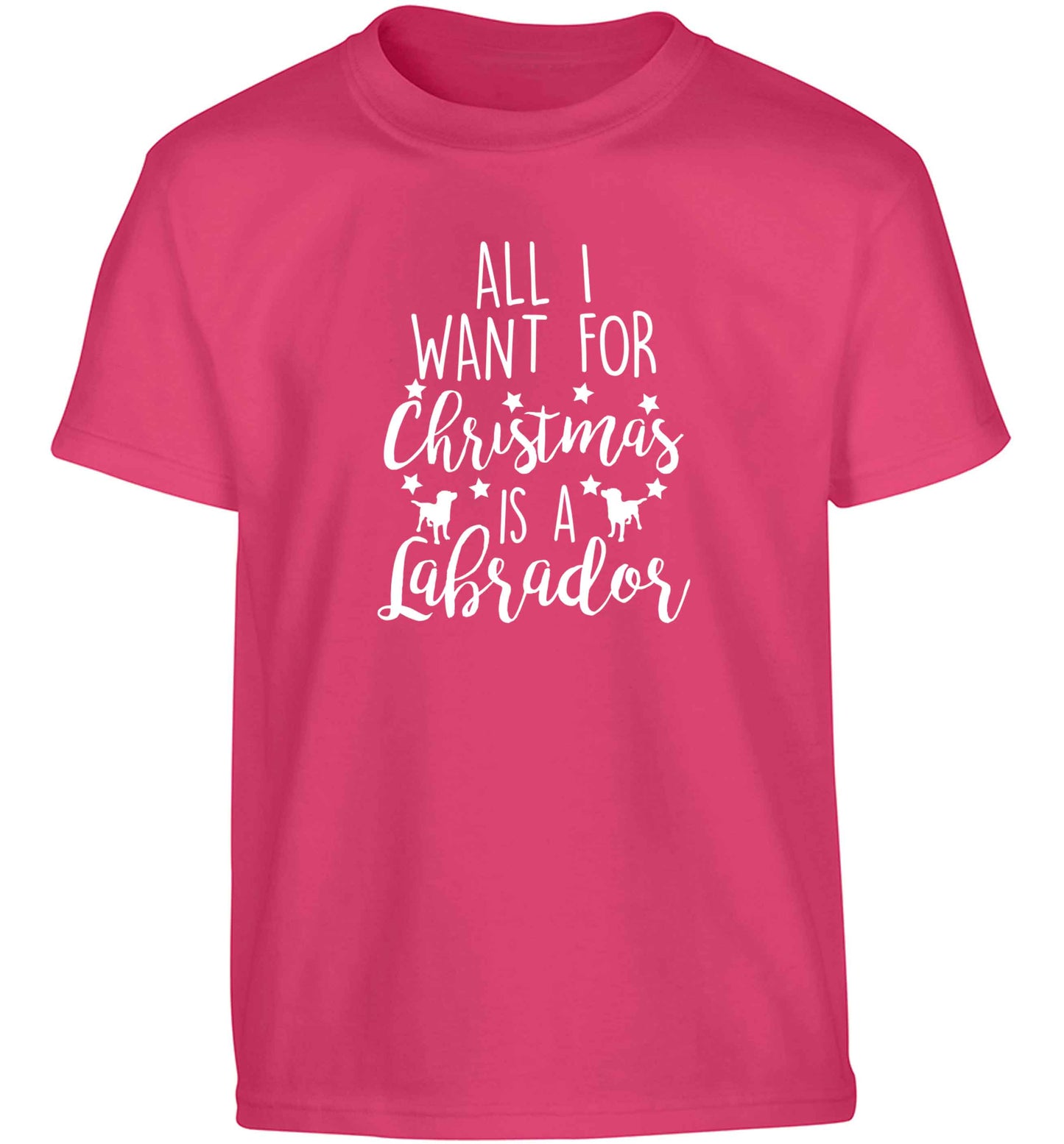 All I want for Christmas is a labrador Children's pink Tshirt 12-13 Years