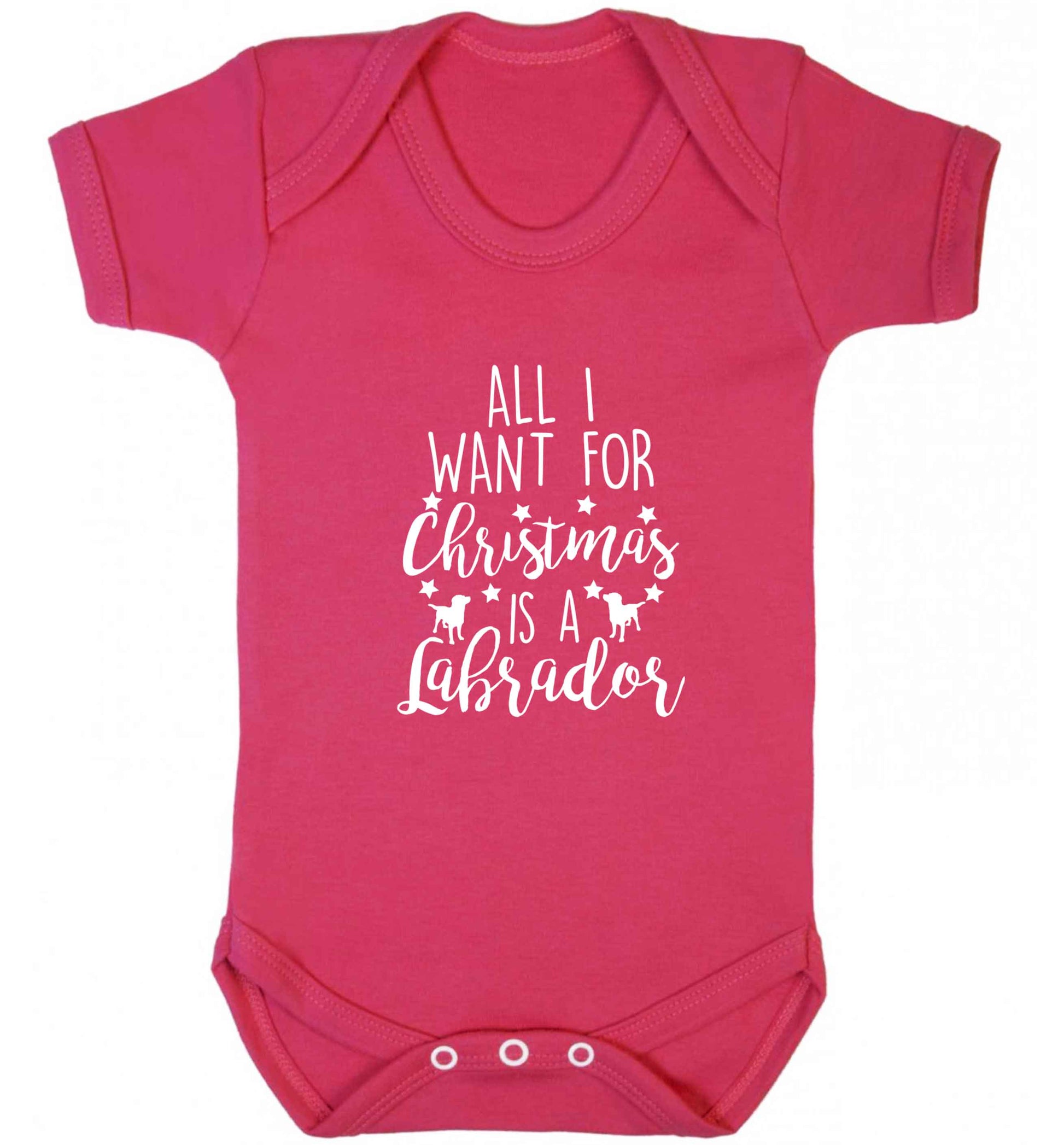 All I want for Christmas is a labrador baby vest dark pink 18-24 months