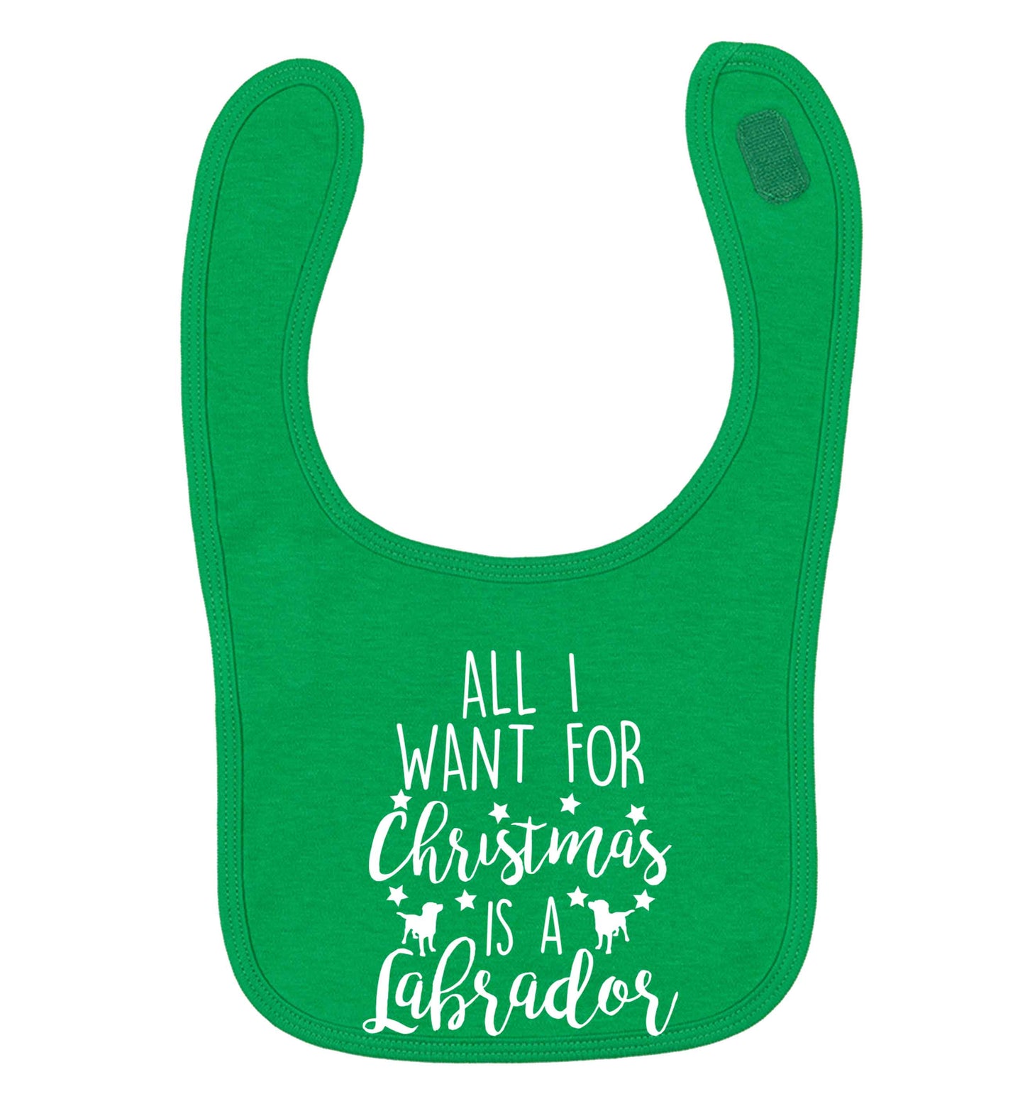 All I want for Christmas is a labrador green baby bib