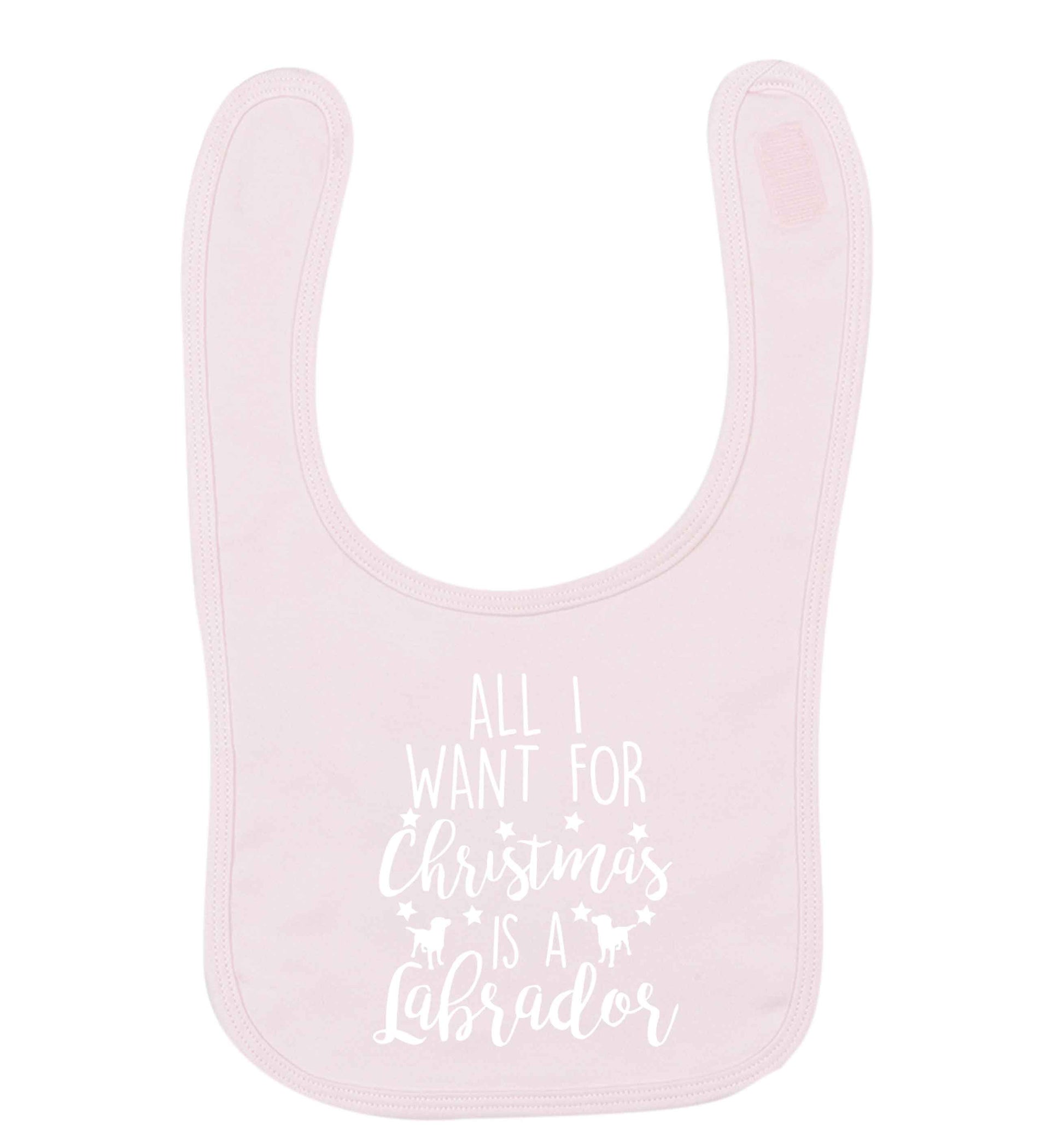 All I want for Christmas is a labrador pale pink baby bib