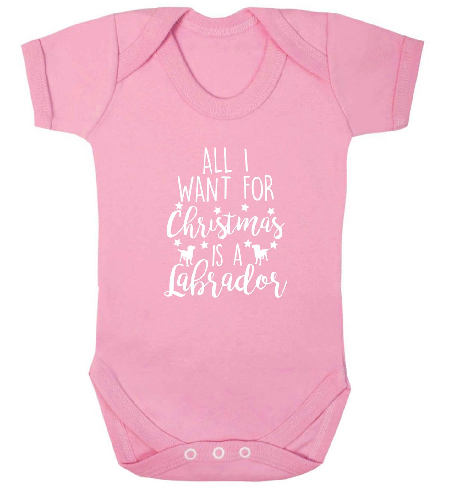 All I want for Christmas is a labrador baby vest pale pink 18-24 months