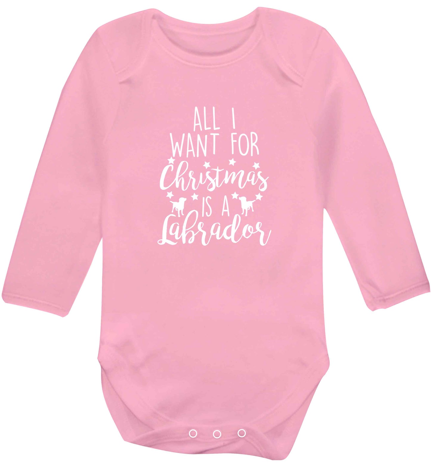 All I want for Christmas is a labrador baby vest long sleeved pale pink 6-12 months