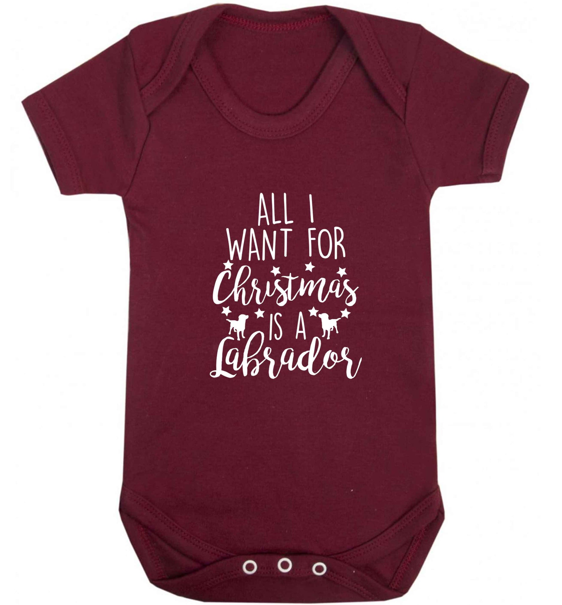 All I want for Christmas is a labrador baby vest maroon 18-24 months