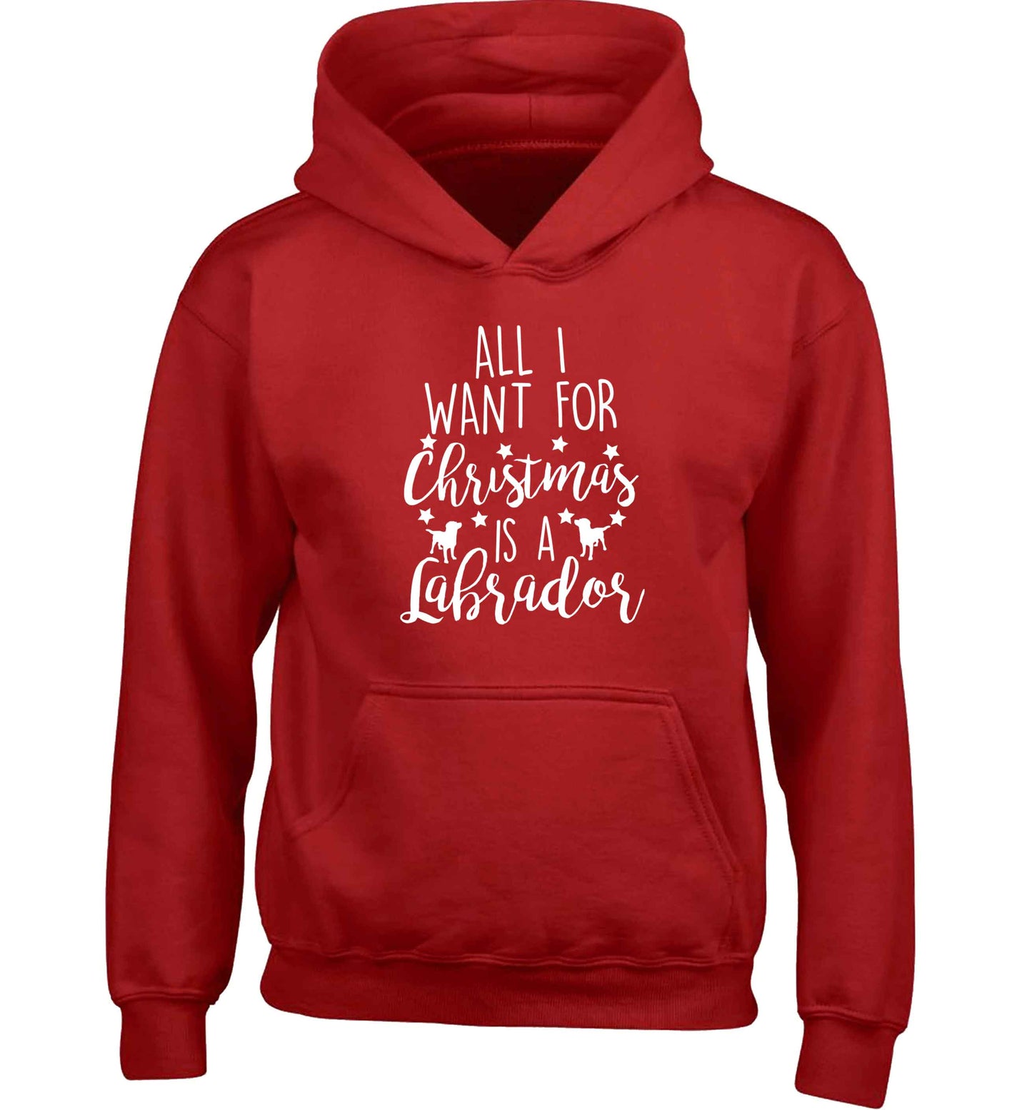 All I want for Christmas is a labrador children's red hoodie 12-13 Years