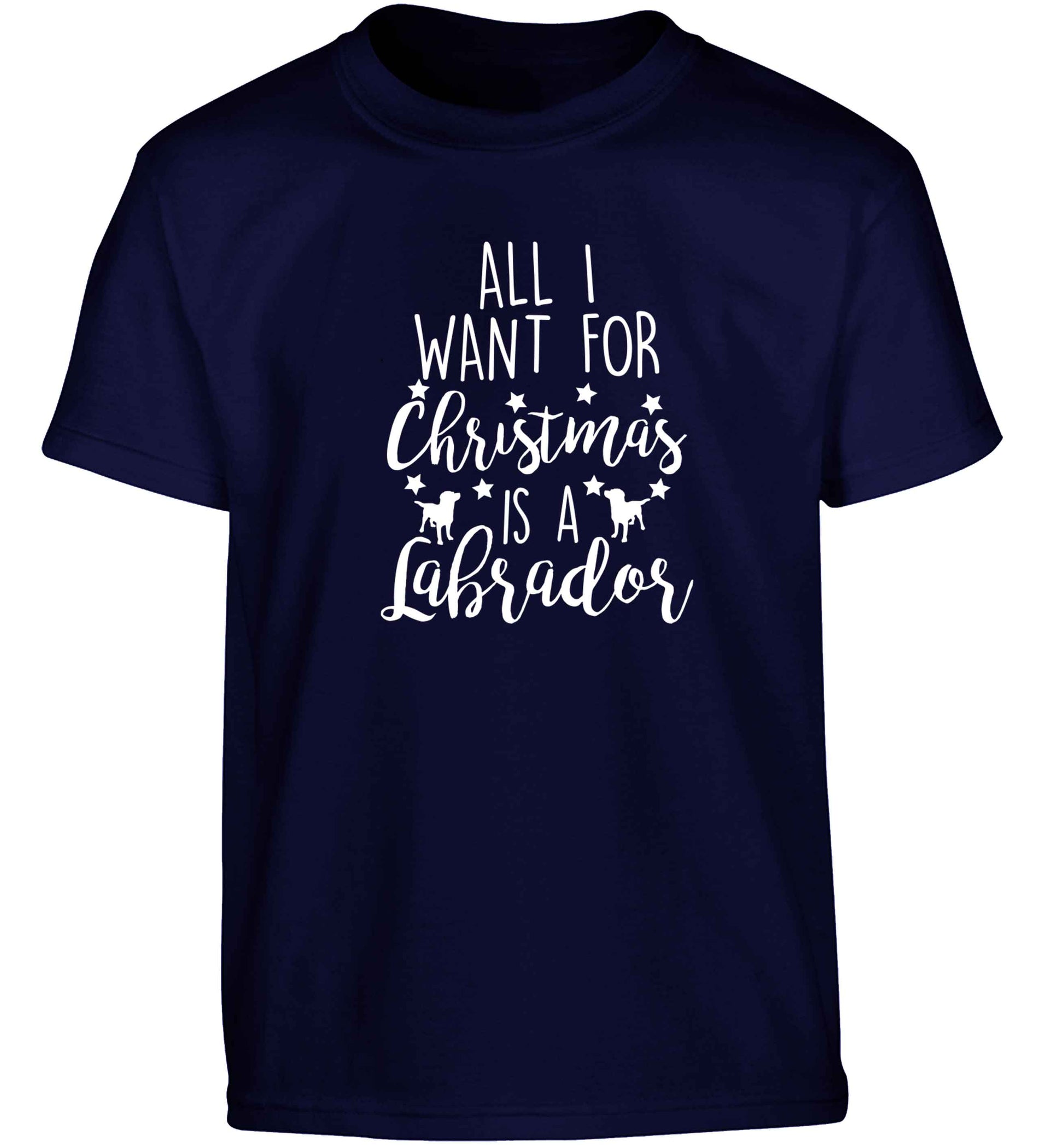 All I want for Christmas is a labrador Children's navy Tshirt 12-13 Years
