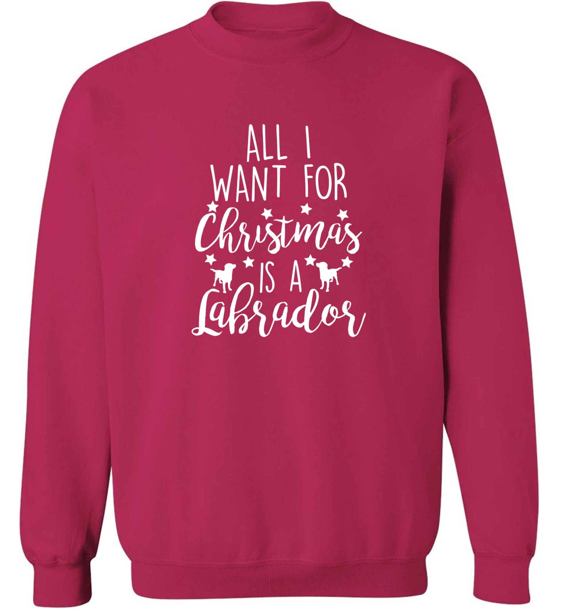All I want for Christmas is a labrador adult's unisex pink sweater 2XL
