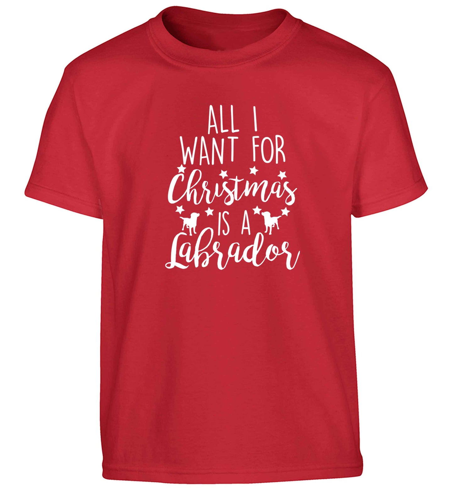 All I want for Christmas is a labrador Children's red Tshirt 12-13 Years