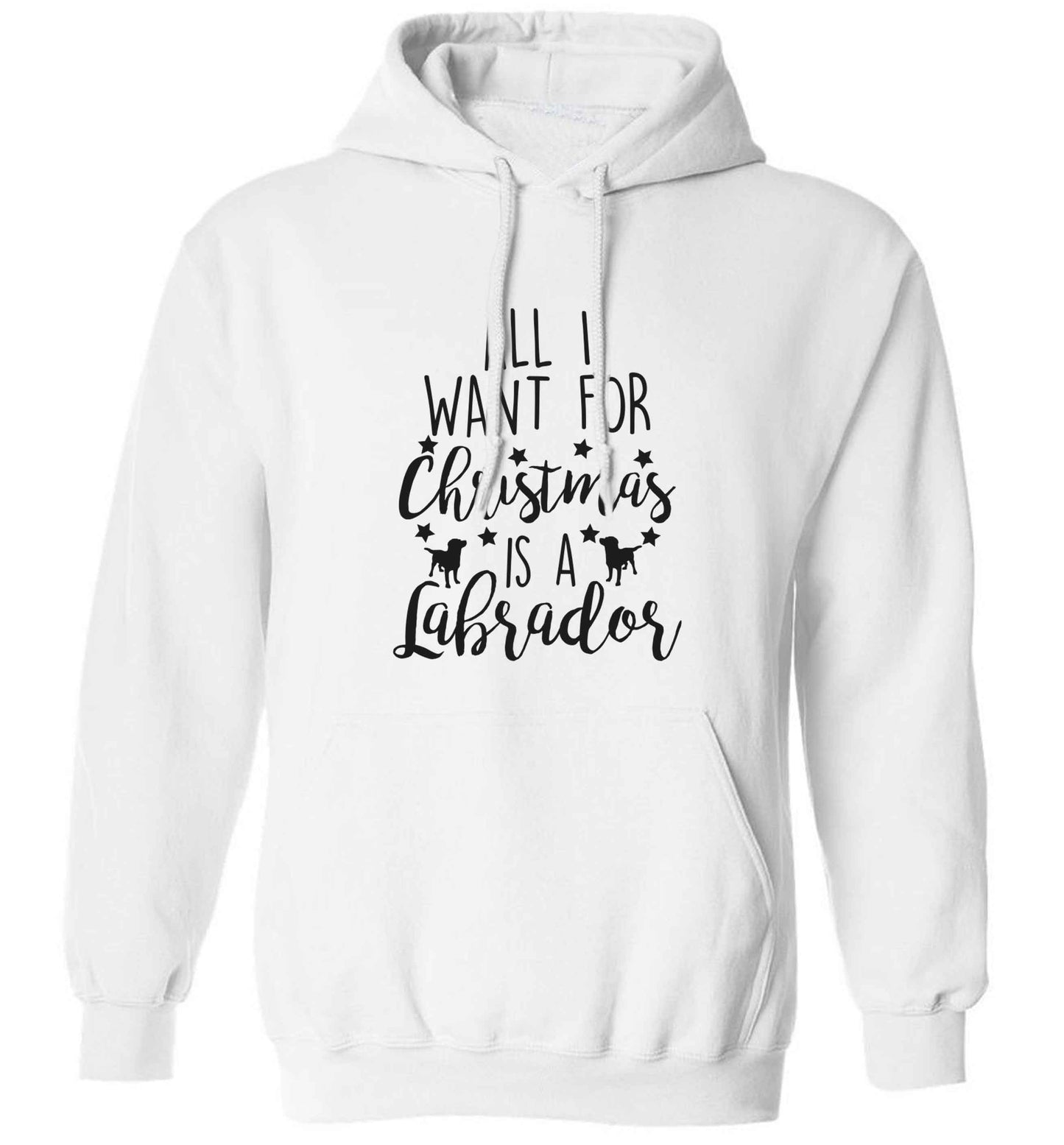 All I want for Christmas is a labrador adults unisex white hoodie 2XL