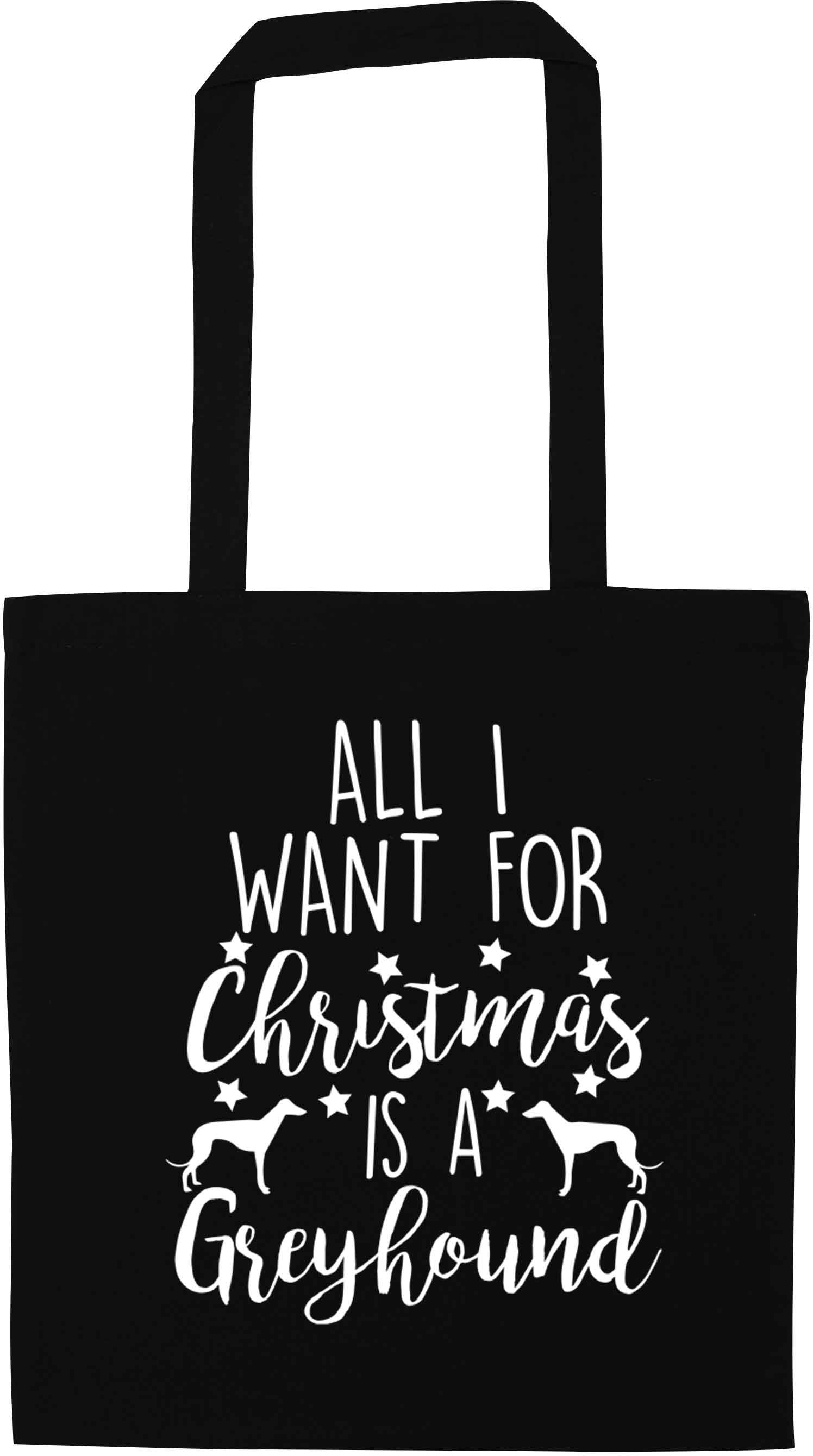 All I want for Christmas is a greyhound black tote bag