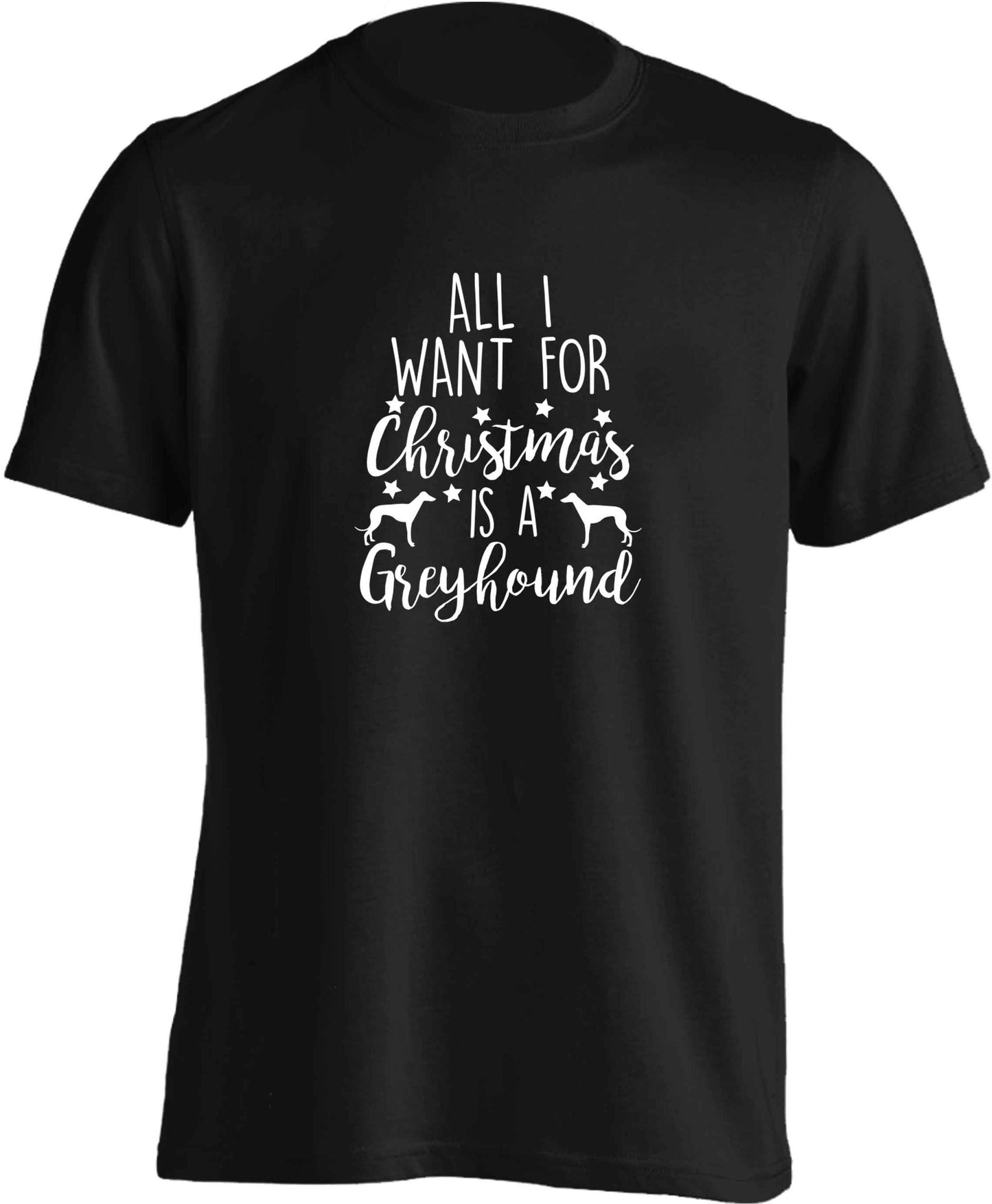All I want for Christmas is a greyhound adults unisex black Tshirt 2XL