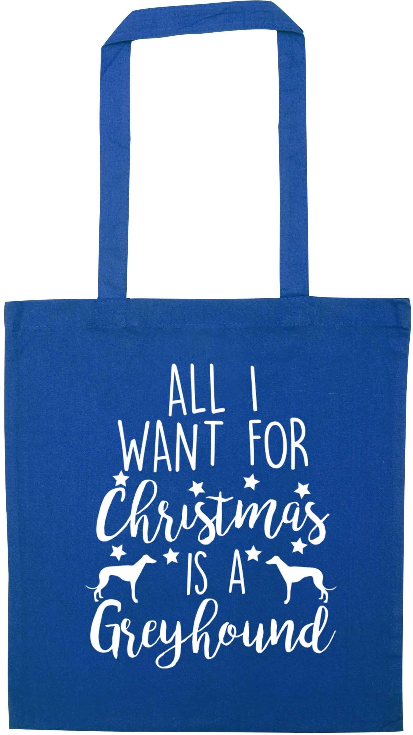 All I want for Christmas is a greyhound blue tote bag