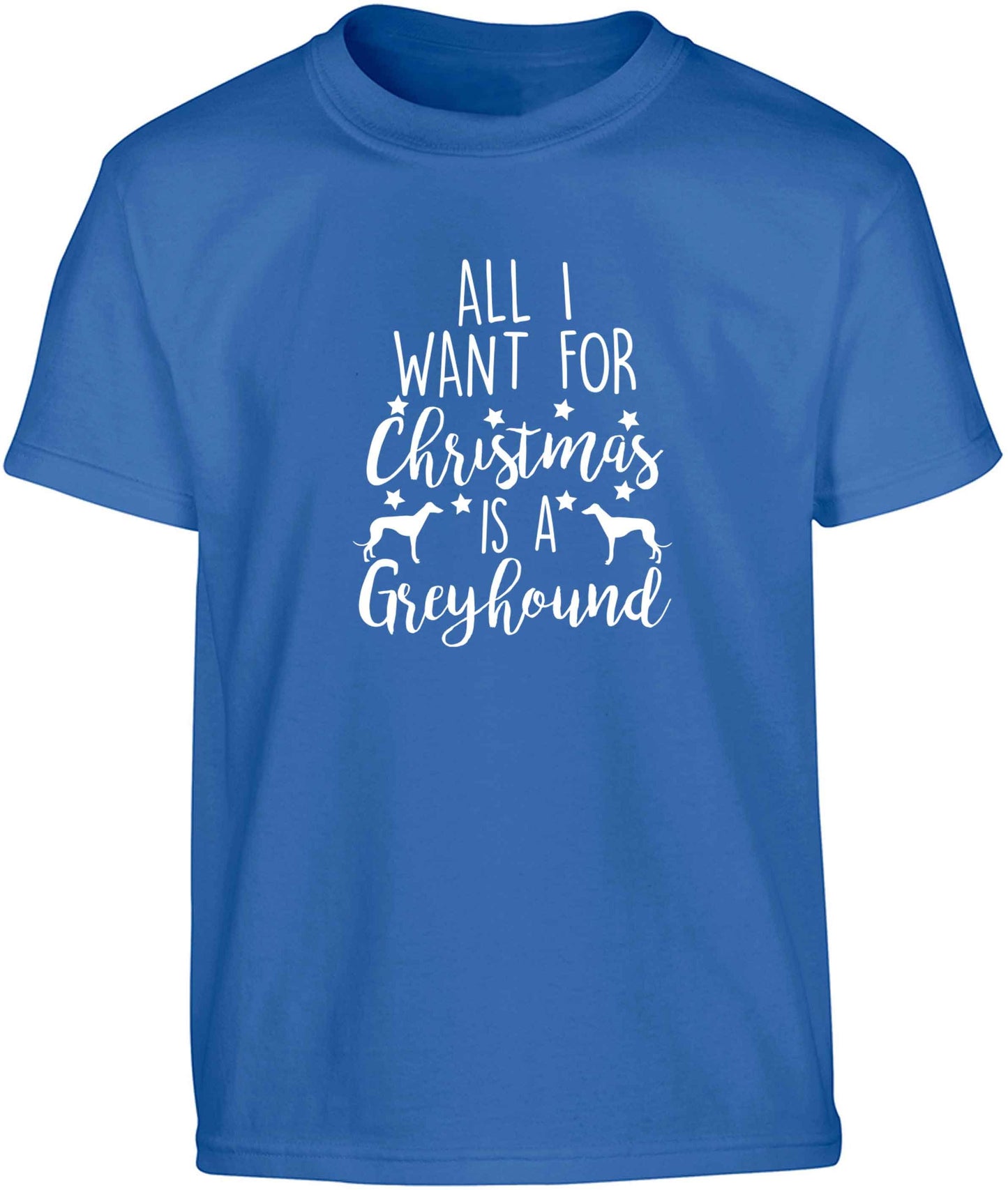 All I want for Christmas is a greyhound Children's blue Tshirt 12-13 Years