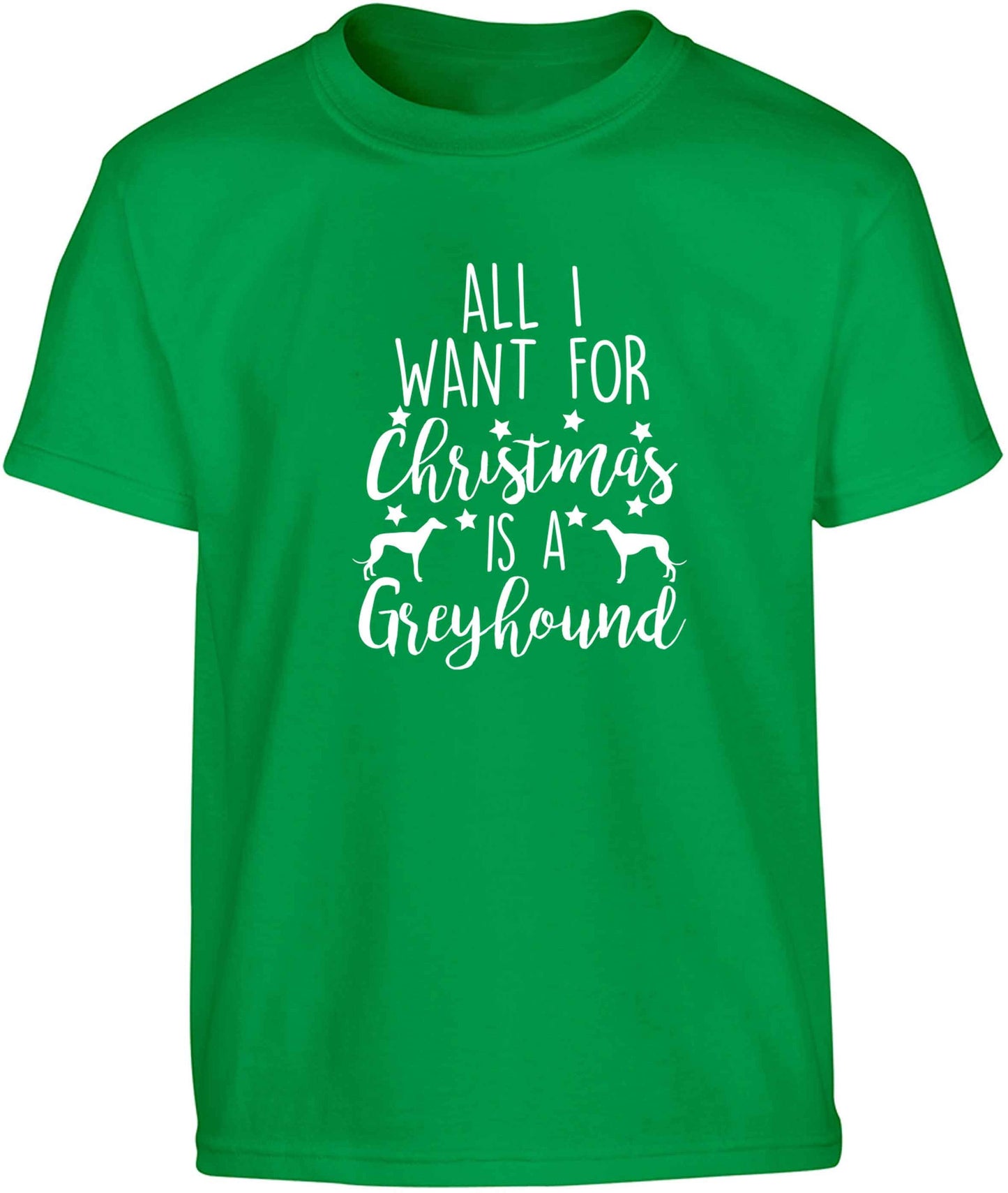 All I want for Christmas is a greyhound Children's green Tshirt 12-13 Years