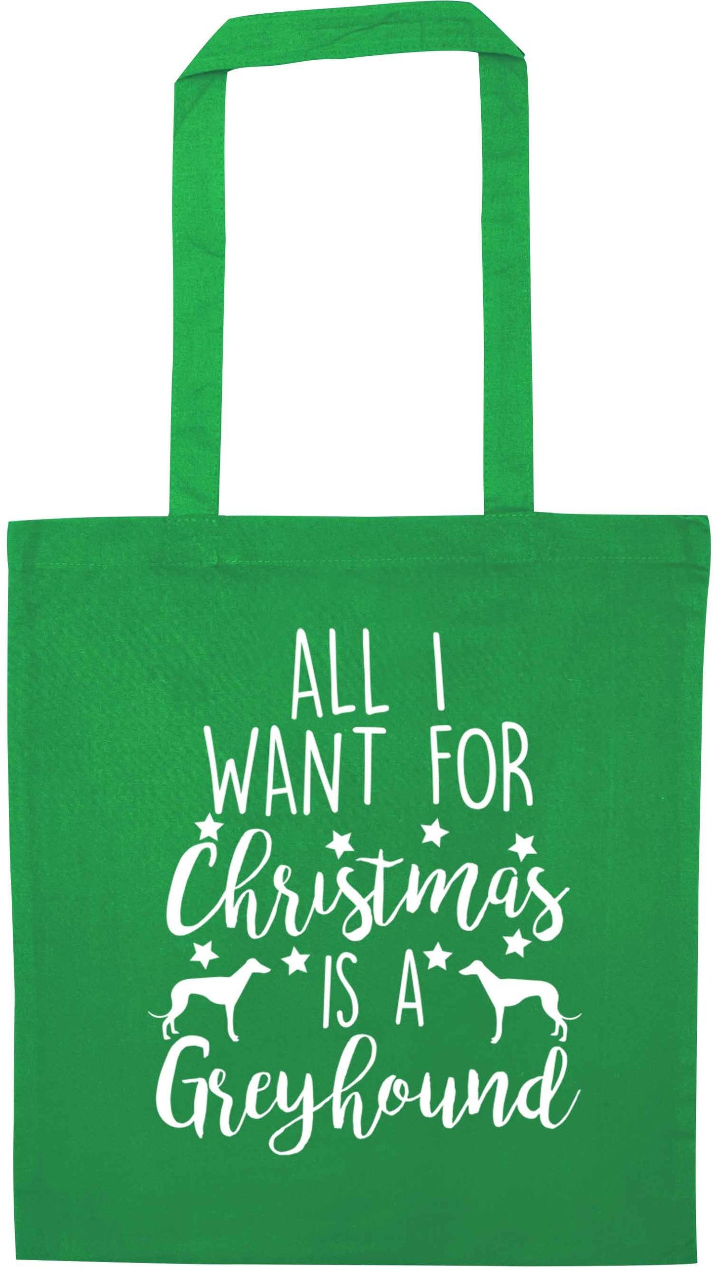 All I want for Christmas is a greyhound green tote bag