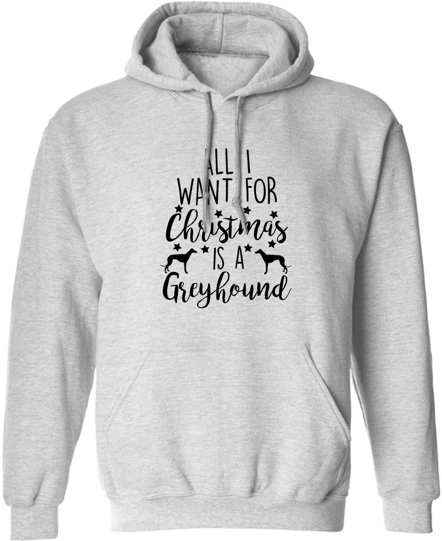 All I want for Christmas is a greyhound adults unisex grey hoodie 2XL