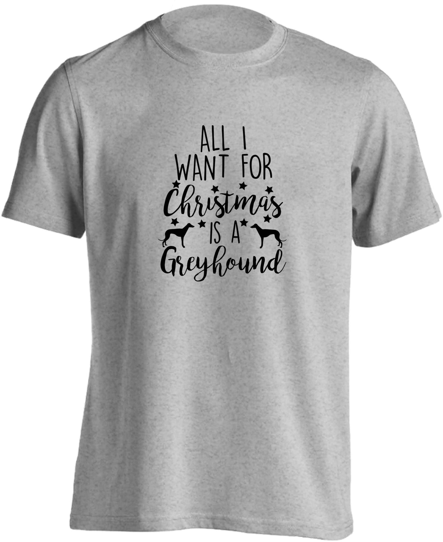 All I want for Christmas is a greyhound adults unisex grey Tshirt 2XL