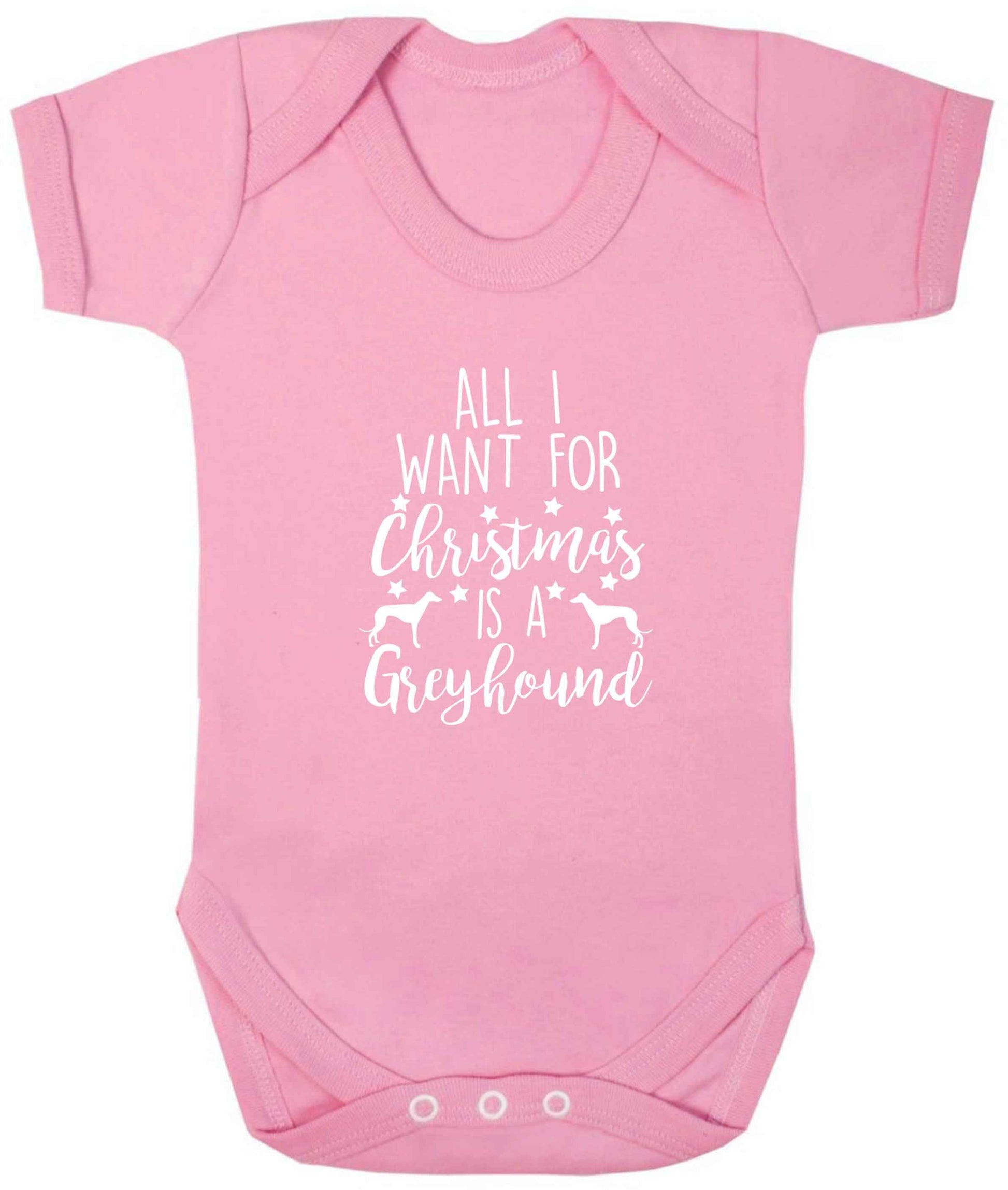All I want for Christmas is a greyhound baby vest pale pink 18-24 months