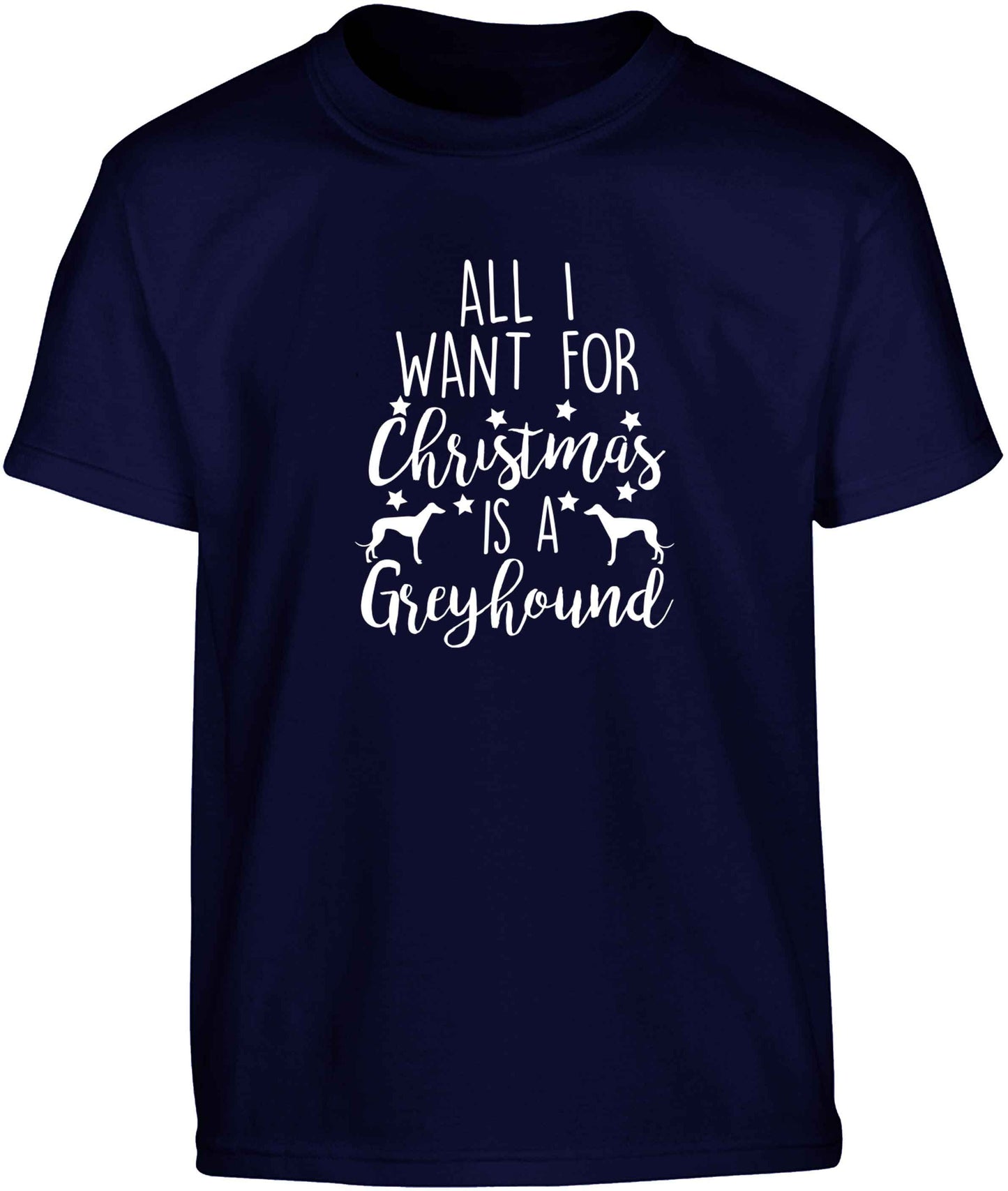 All I want for Christmas is a greyhound Children's navy Tshirt 12-13 Years