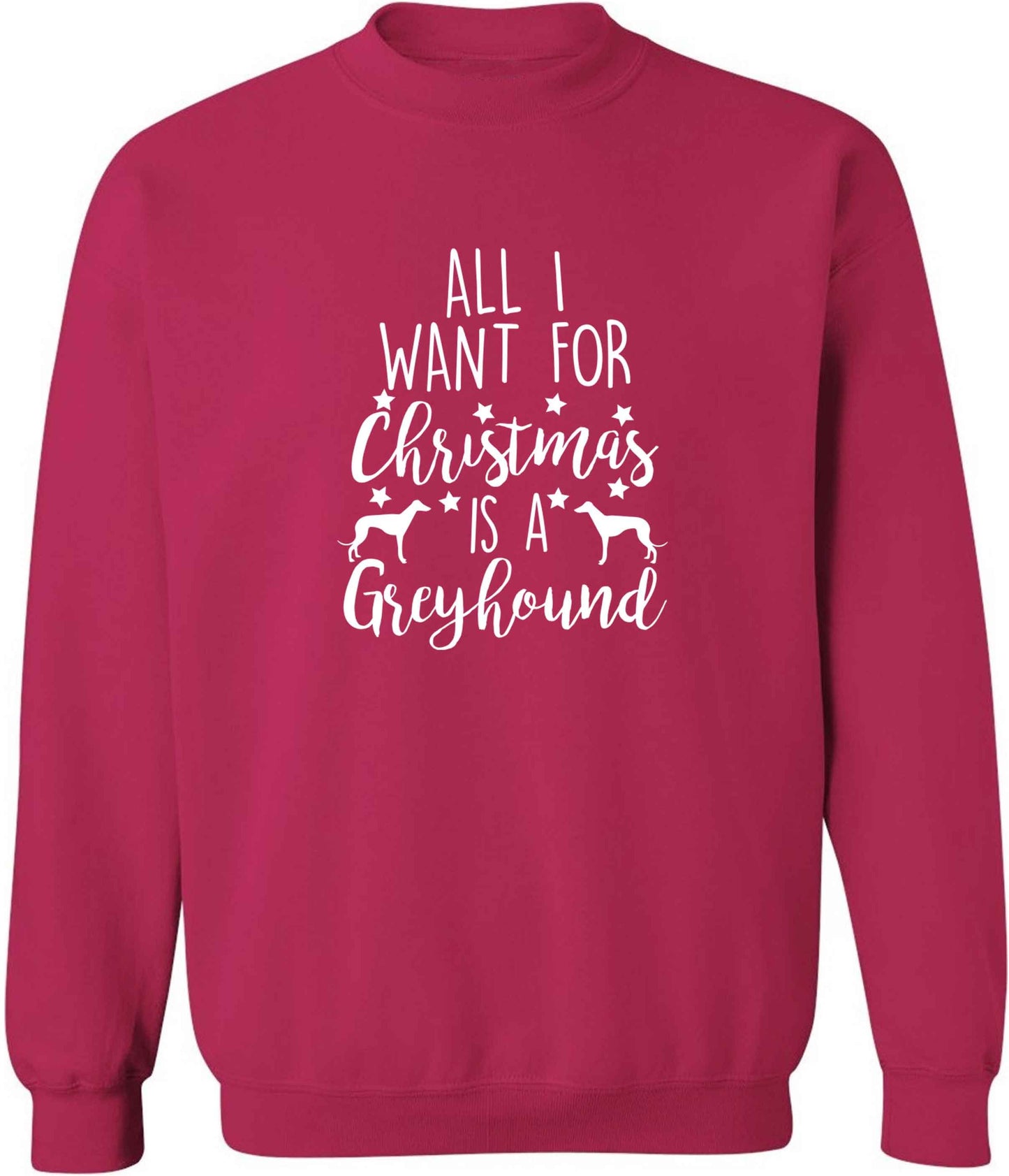 All I want for Christmas is a greyhound adult's unisex pink sweater 2XL