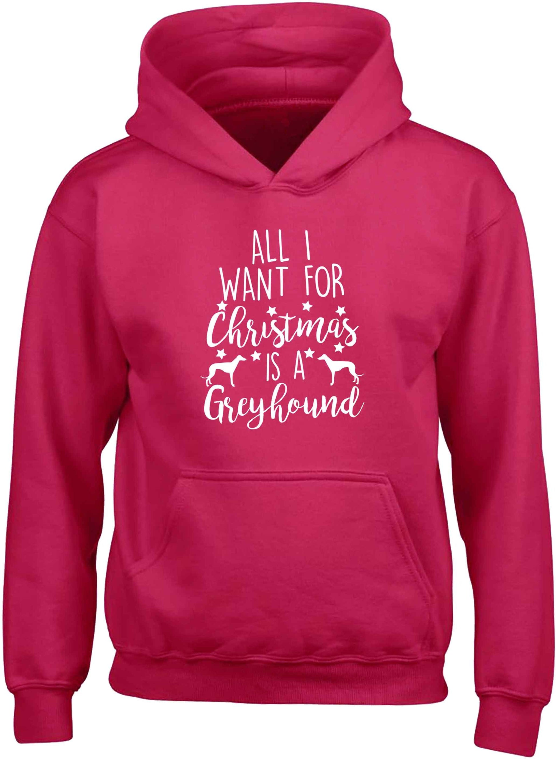 All I want for Christmas is a greyhound children's pink hoodie 12-13 Years