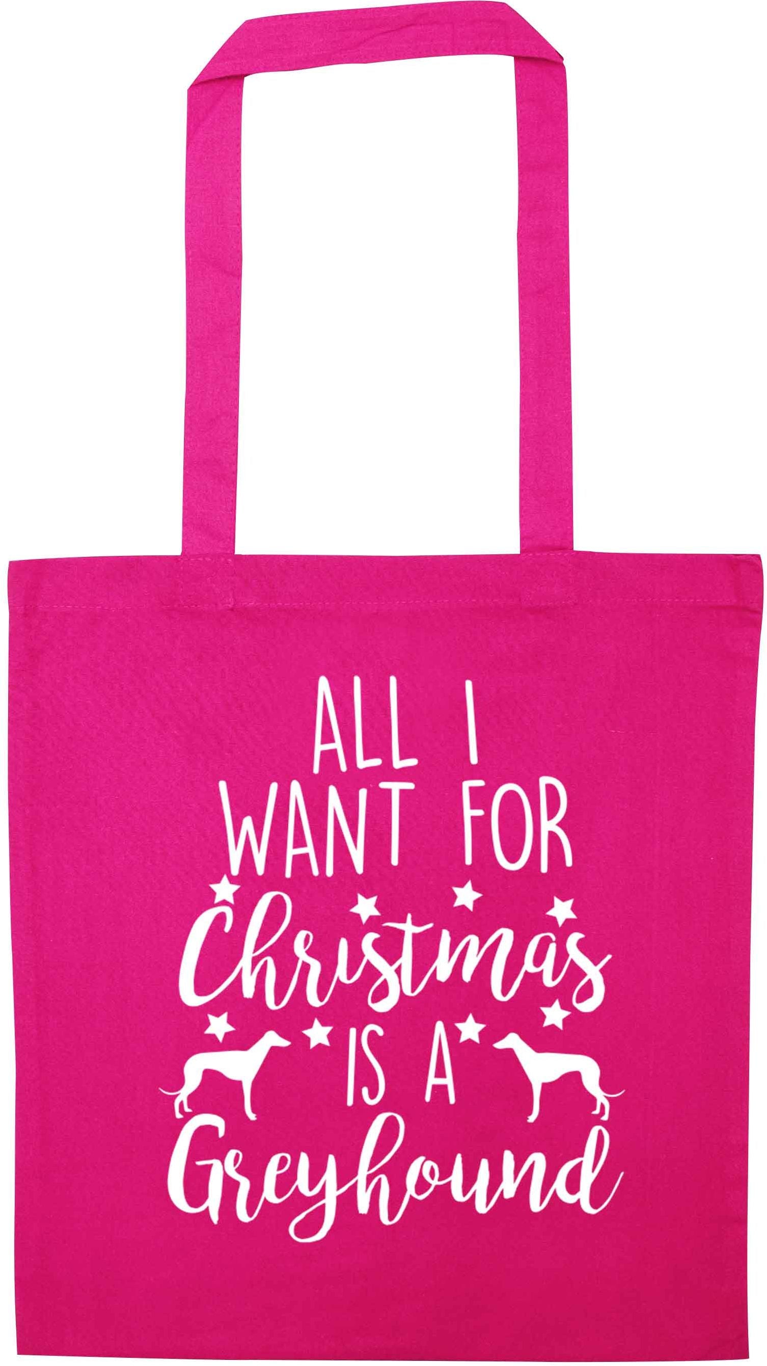 All I want for Christmas is a greyhound pink tote bag