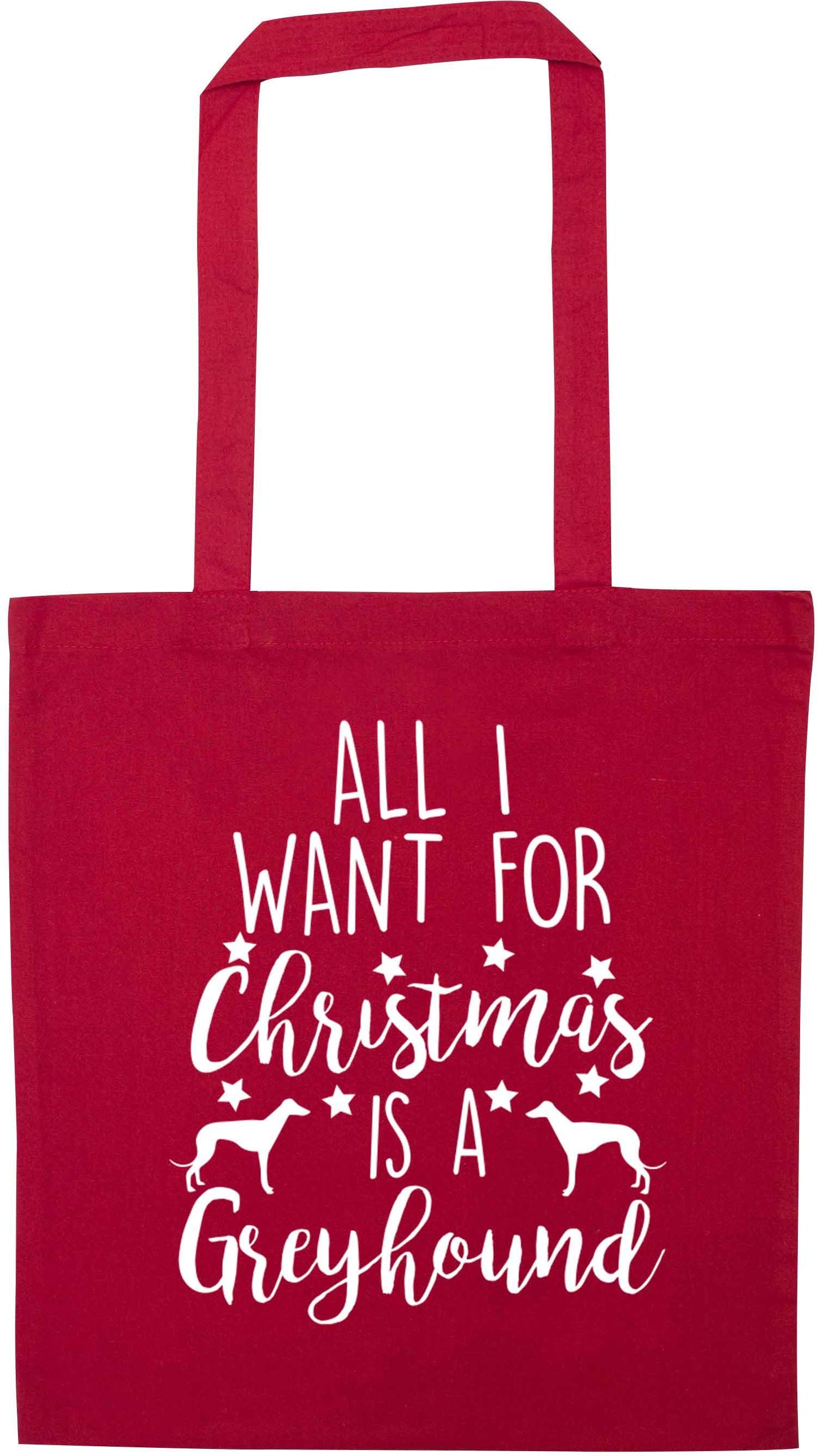 All I want for Christmas is a greyhound red tote bag