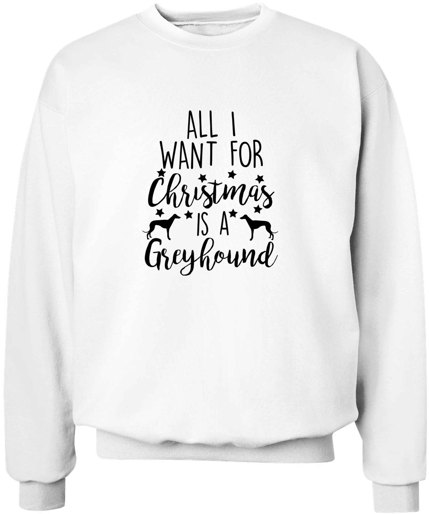 All I want for Christmas is a greyhound adult's unisex white sweater 2XL