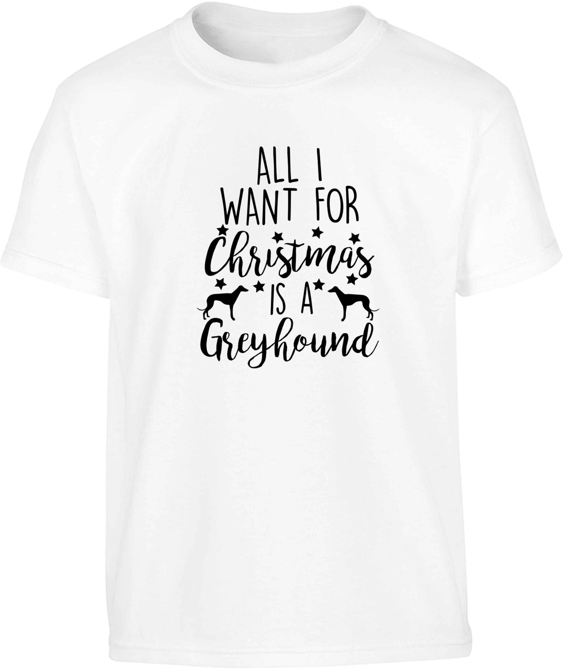 All I want for Christmas is a greyhound Children's white Tshirt 12-13 Years
