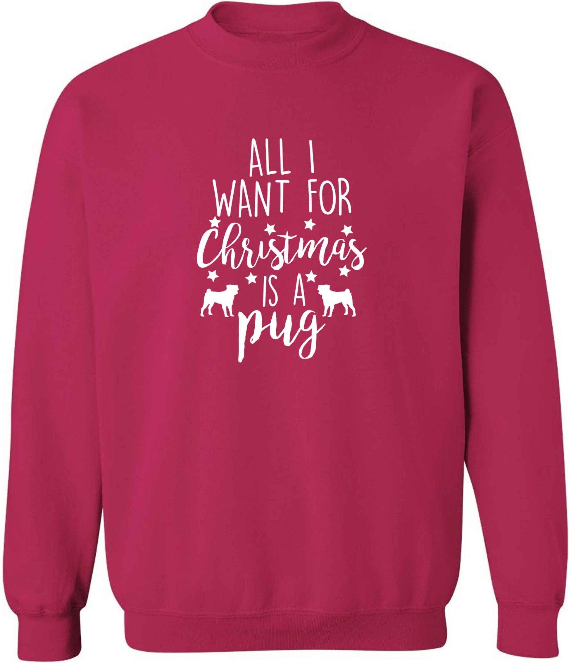 All I want for Christmas is a pug adult's unisex pink sweater 2XL