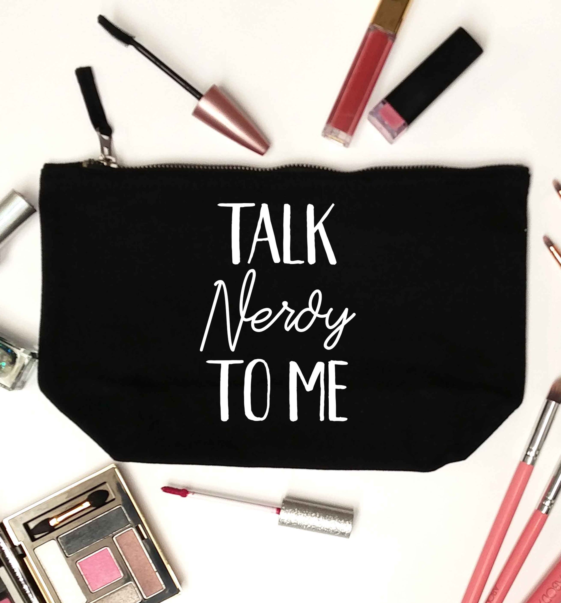 Talk nerdy to me black makeup bag