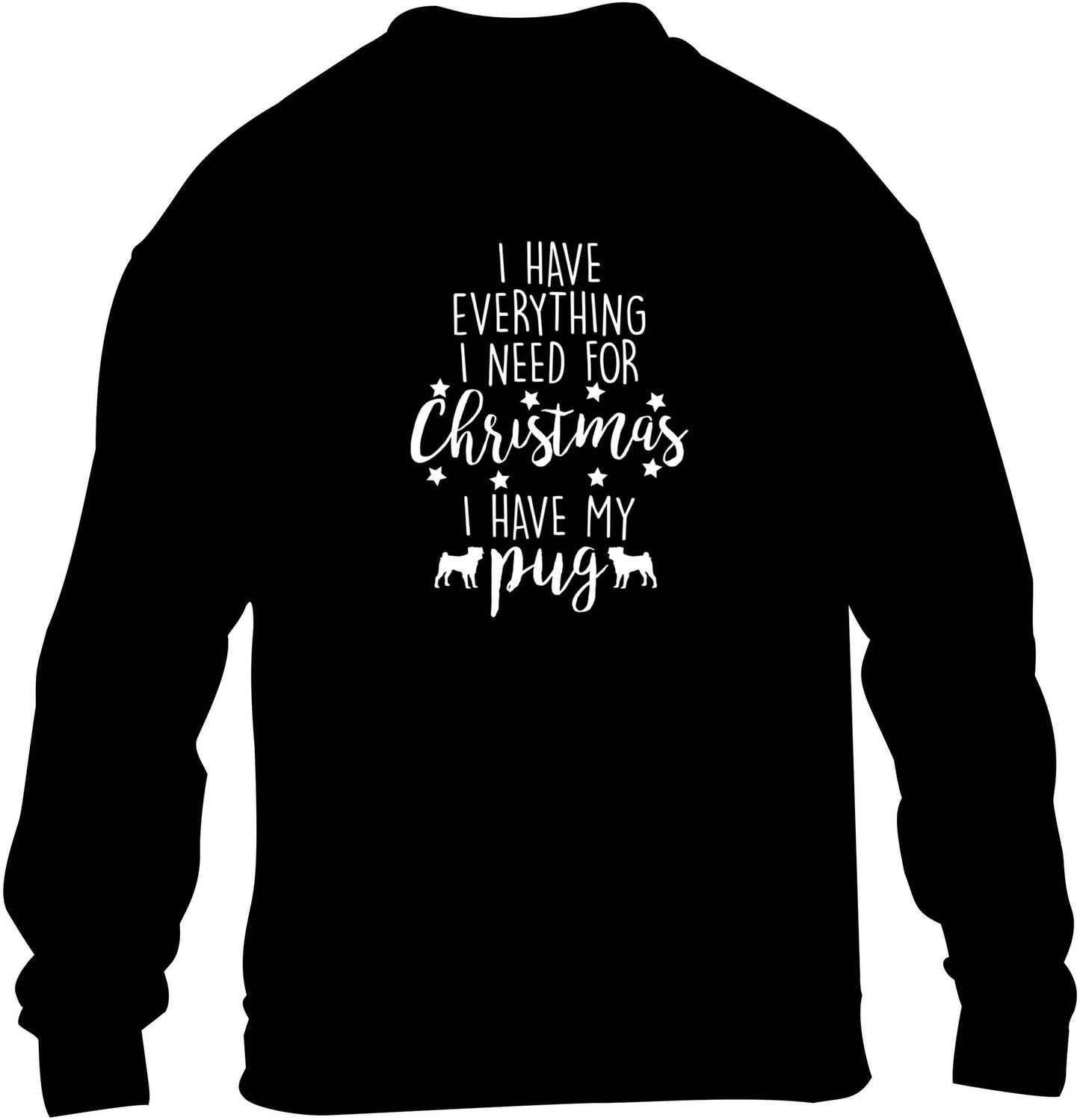 I have everything I need for Christmas I have my pug children's black sweater 12-13 Years