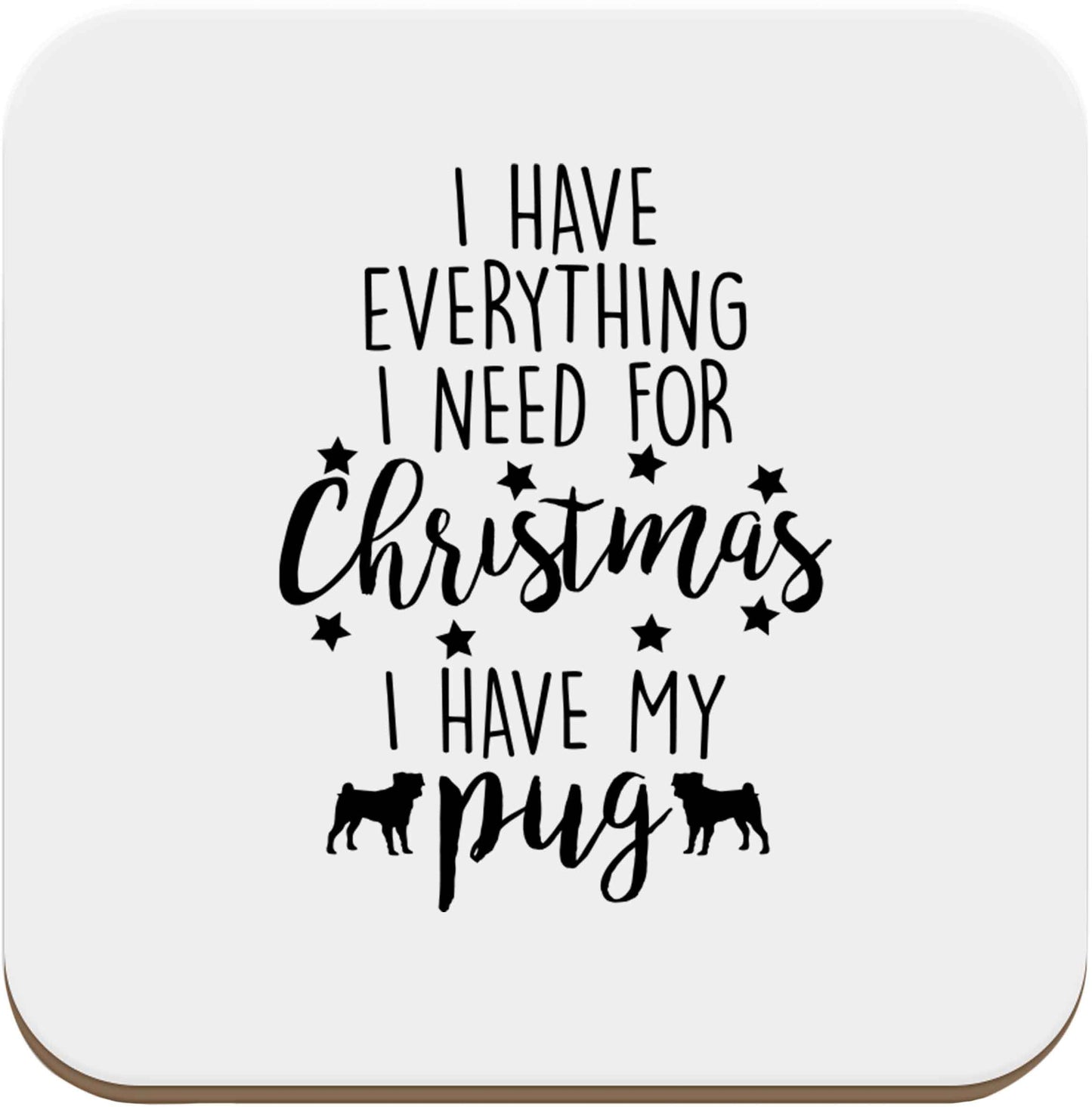 I have everything I need for Christmas I have my pug set of four coasters