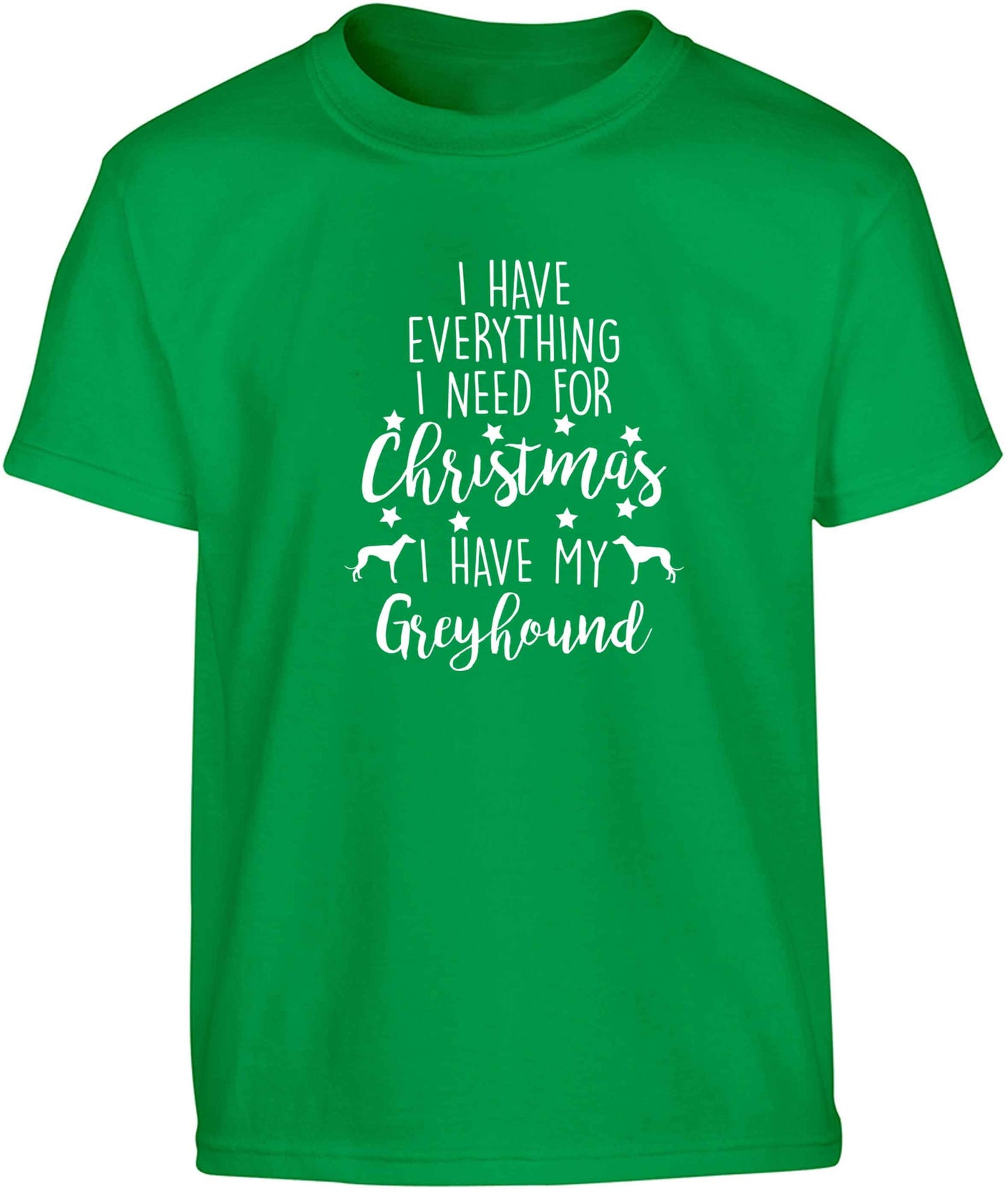I have everything I need for Christmas I have my greyhound Children's green Tshirt 12-13 Years