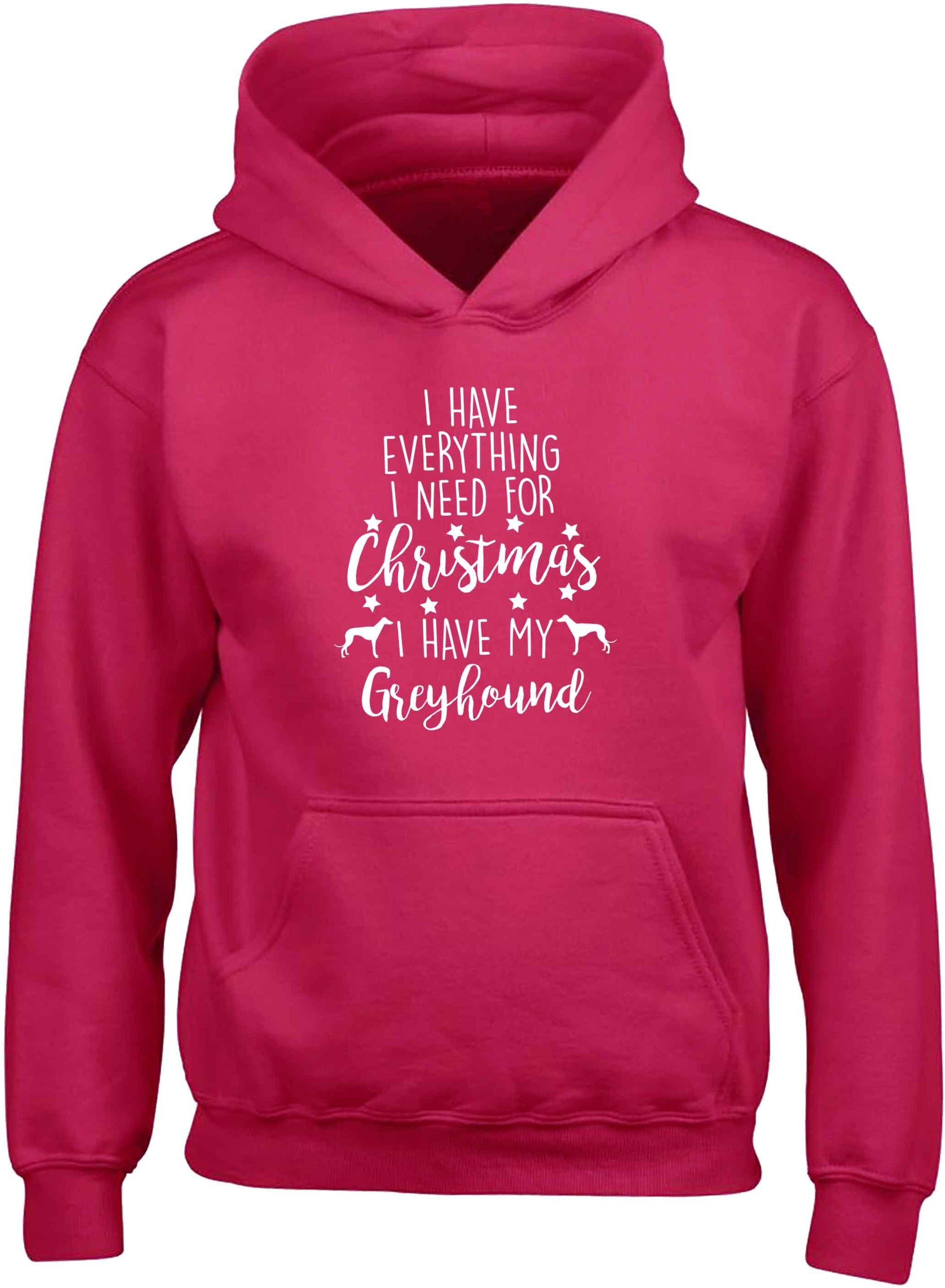 I have everything I need for Christmas I have my greyhound children's pink hoodie 12-13 Years