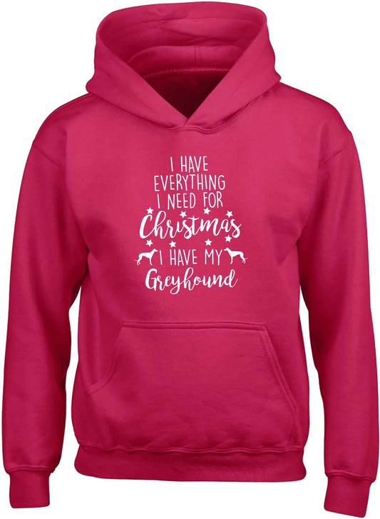 I have everything I need for Christmas I have my greyhound children's pink hoodie 12-13 Years