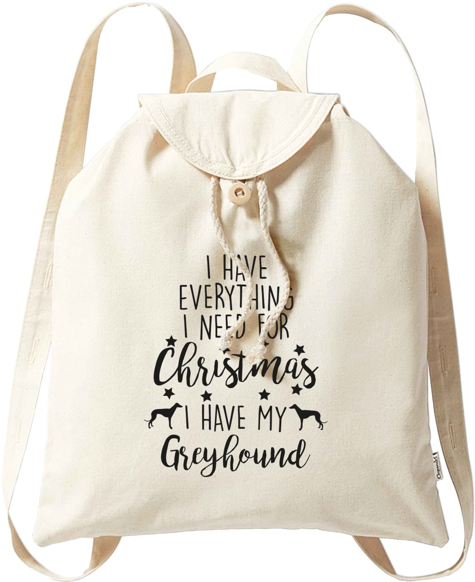 I have everything I need for Christmas I have my greyhound organic cotton backpack tote with wooden buttons in natural