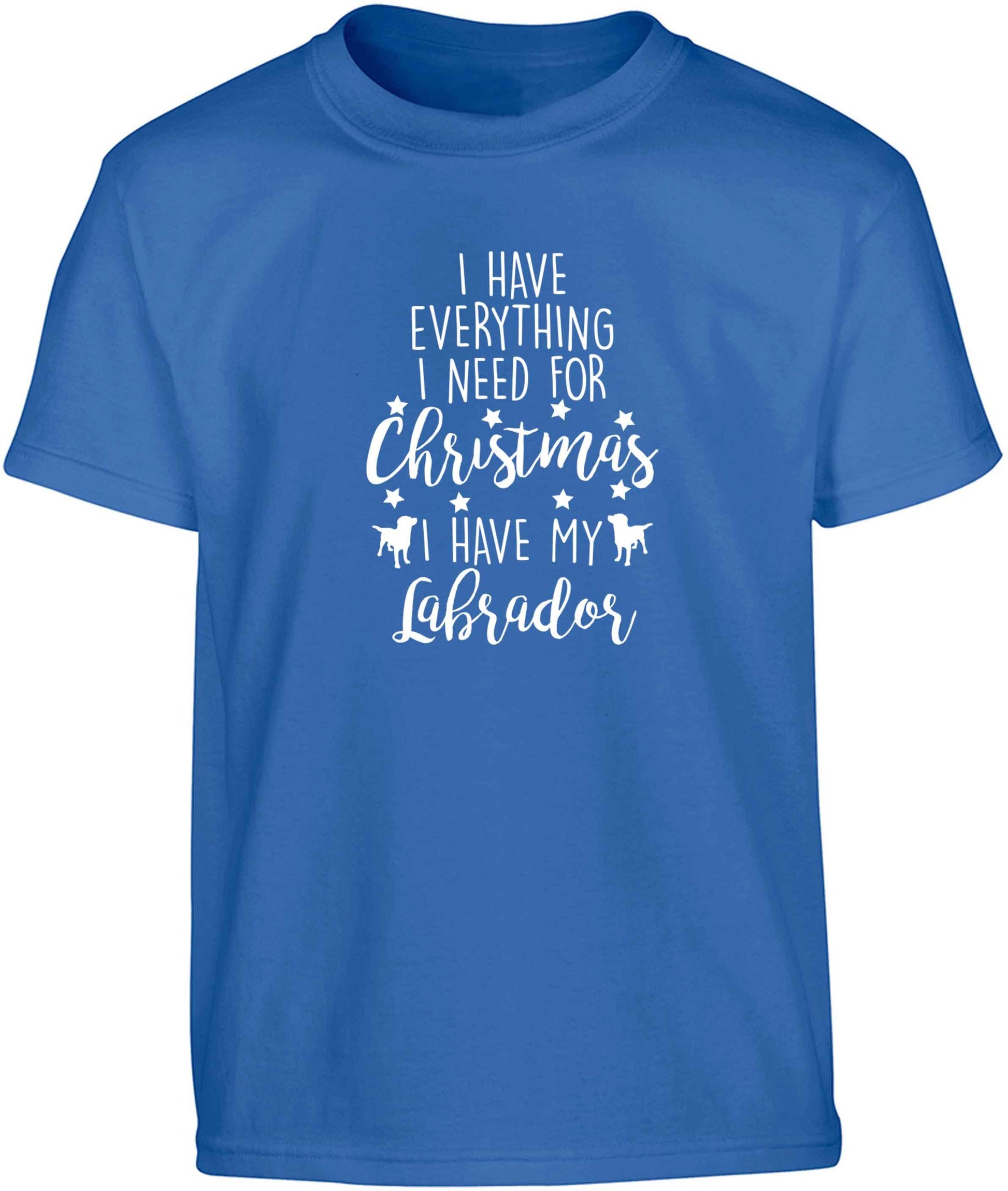 I have everything I need for Christmas I have my labrador Children's blue Tshirt 12-13 Years