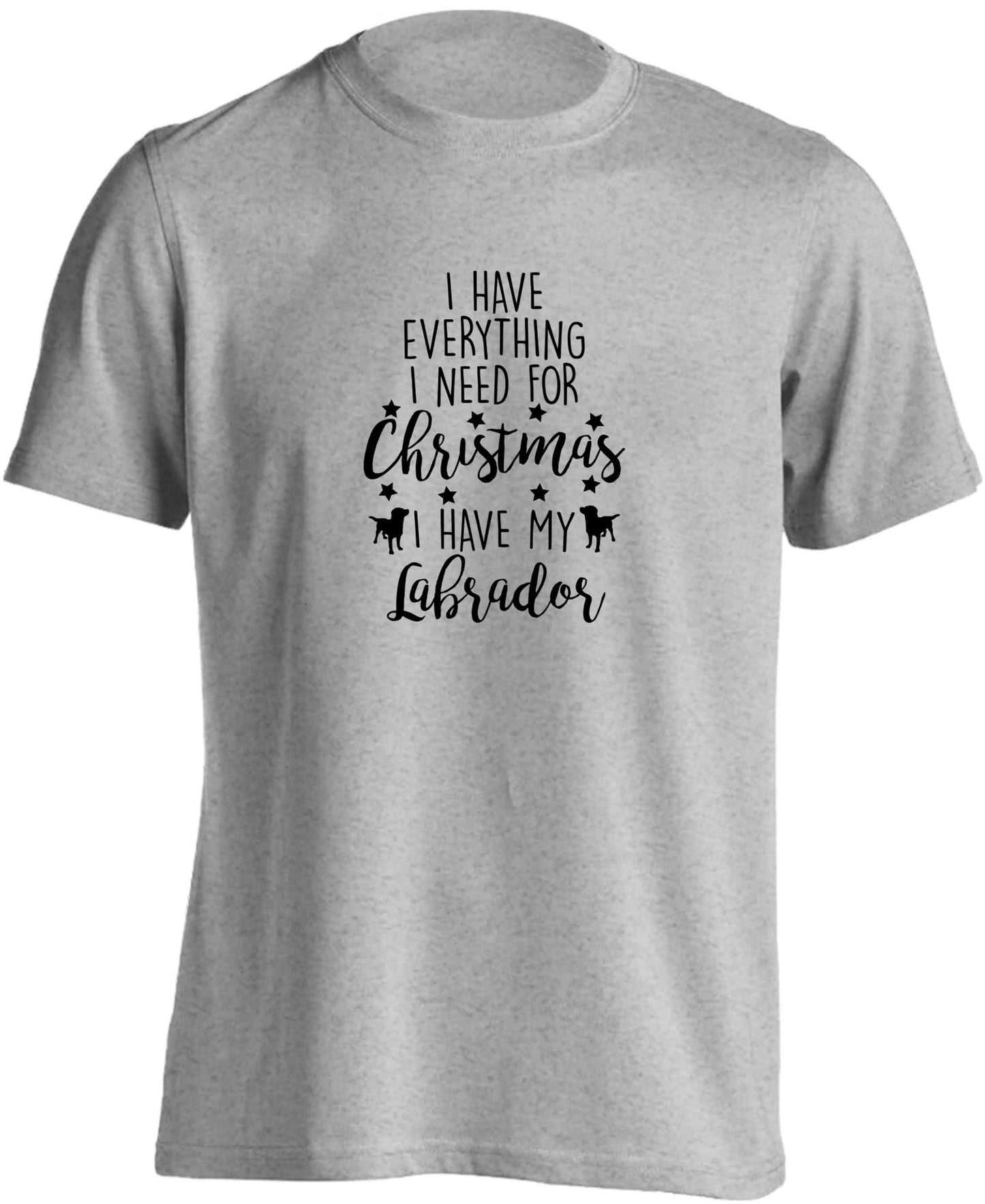 I have everything I need for Christmas I have my labrador adults unisex grey Tshirt 2XL