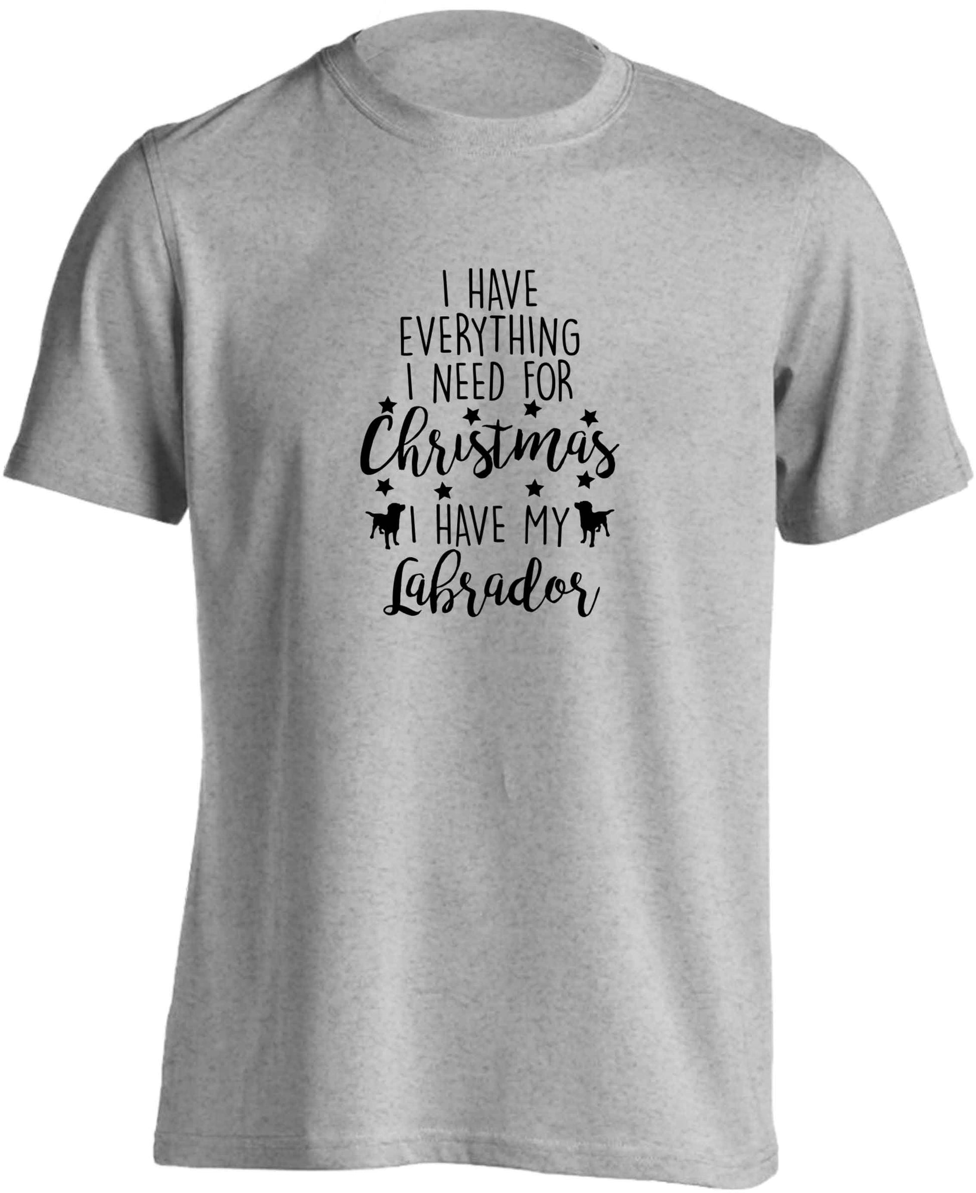I have everything I need for Christmas I have my labrador adults unisex grey Tshirt 2XL