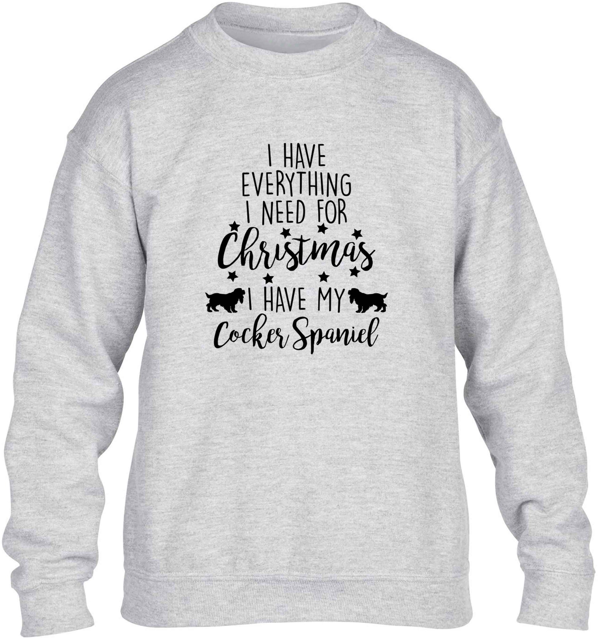 I have everything I need for Christmas I have my cocker spaniel children's grey sweater 12-13 Years