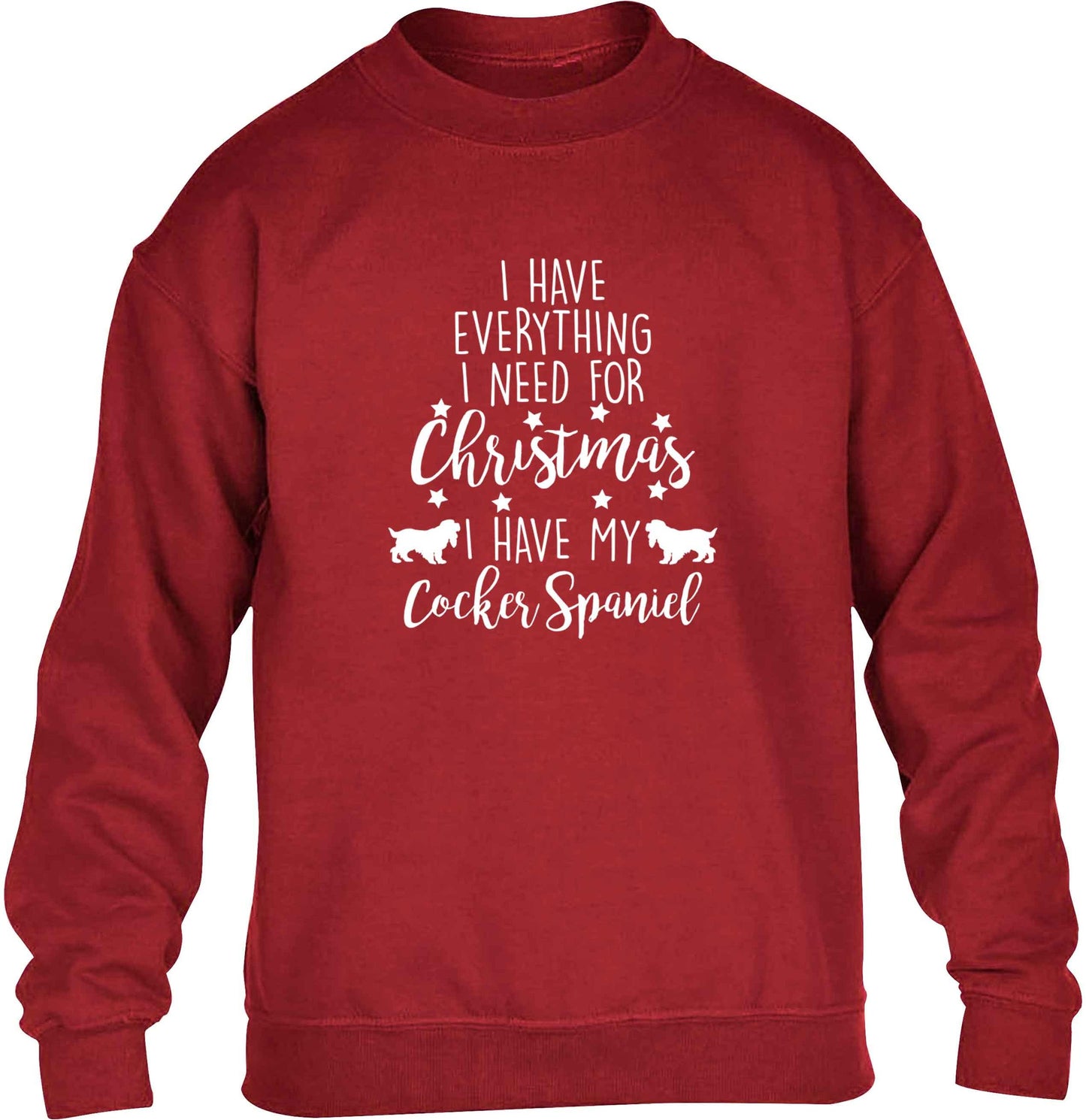 I have everything I need for Christmas I have my cocker spaniel children's grey sweater 12-13 Years