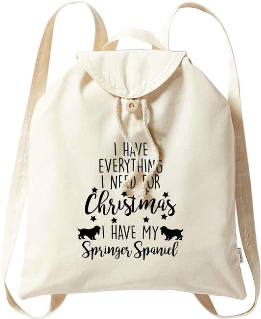 I have everything I need for Christmas I have my springer spaniel organic cotton backpack tote with wooden buttons in natural