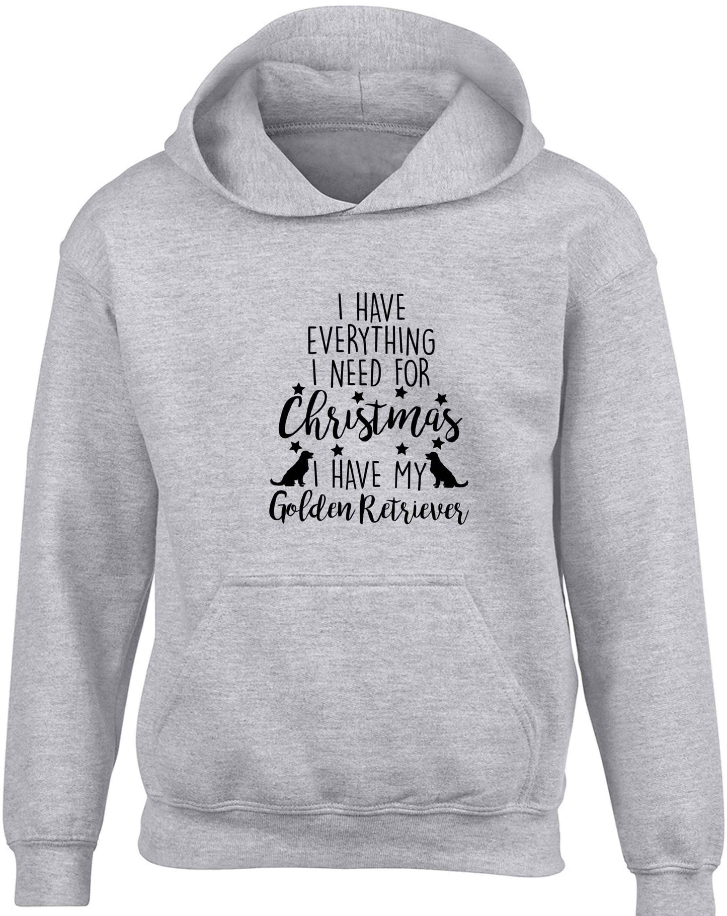 I have everything I need for Christmas I have my golden retriever children's grey hoodie 12-13 Years