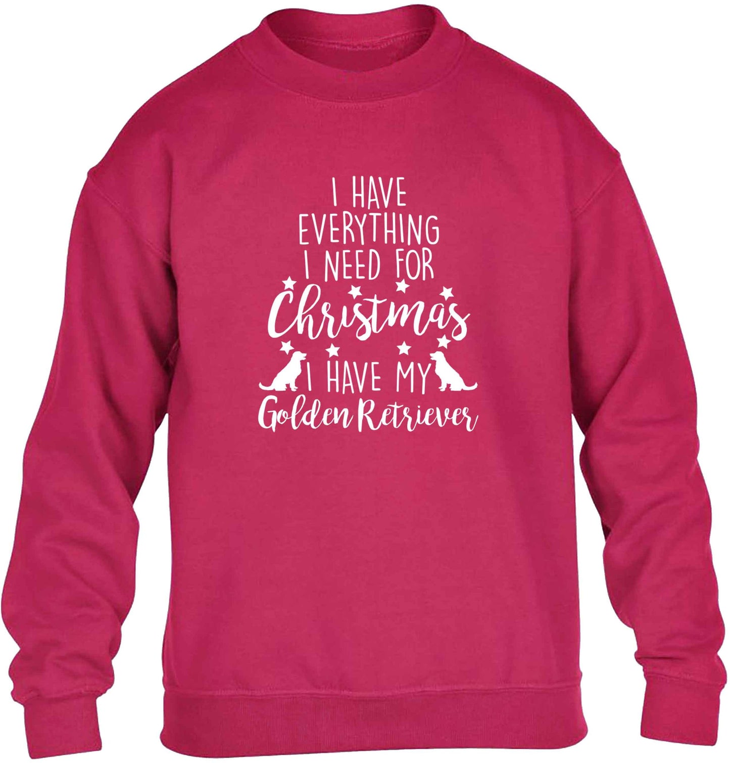 I have everything I need for Christmas I have my golden retriever children's pink sweater 12-13 Years